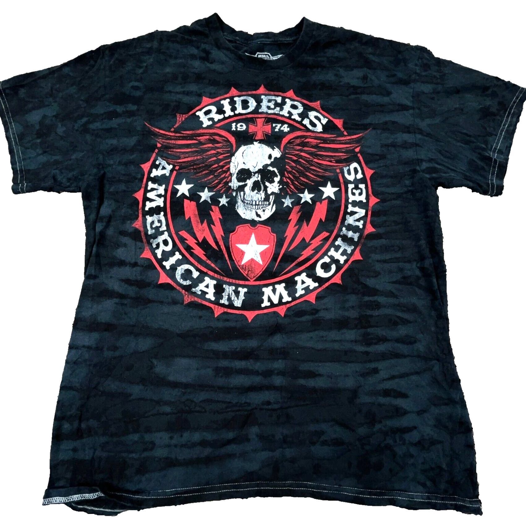 Vintage MMA Elite Shirt Men Large Black Y2K Tee American Machines Skull MMA Faded Wings Shirt Size US L / EU 52-54 / 3 - 2 Thumbnail