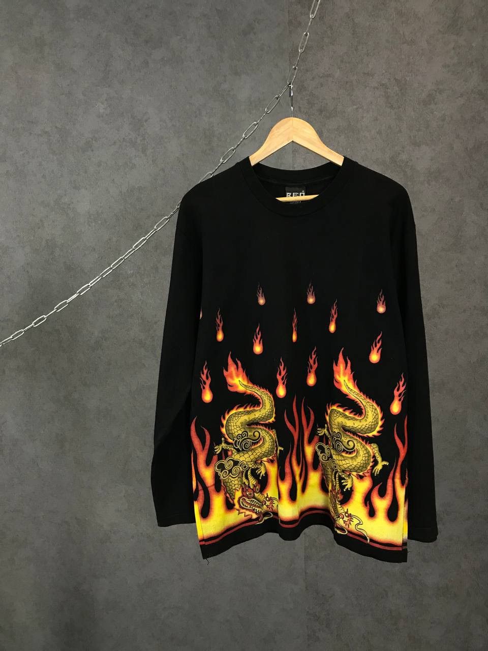Japanese Brand × Vintage Japanese dragon fire overprinted sweatshirt Size US XL / EU 56 / 4 - 1 Thumbnail