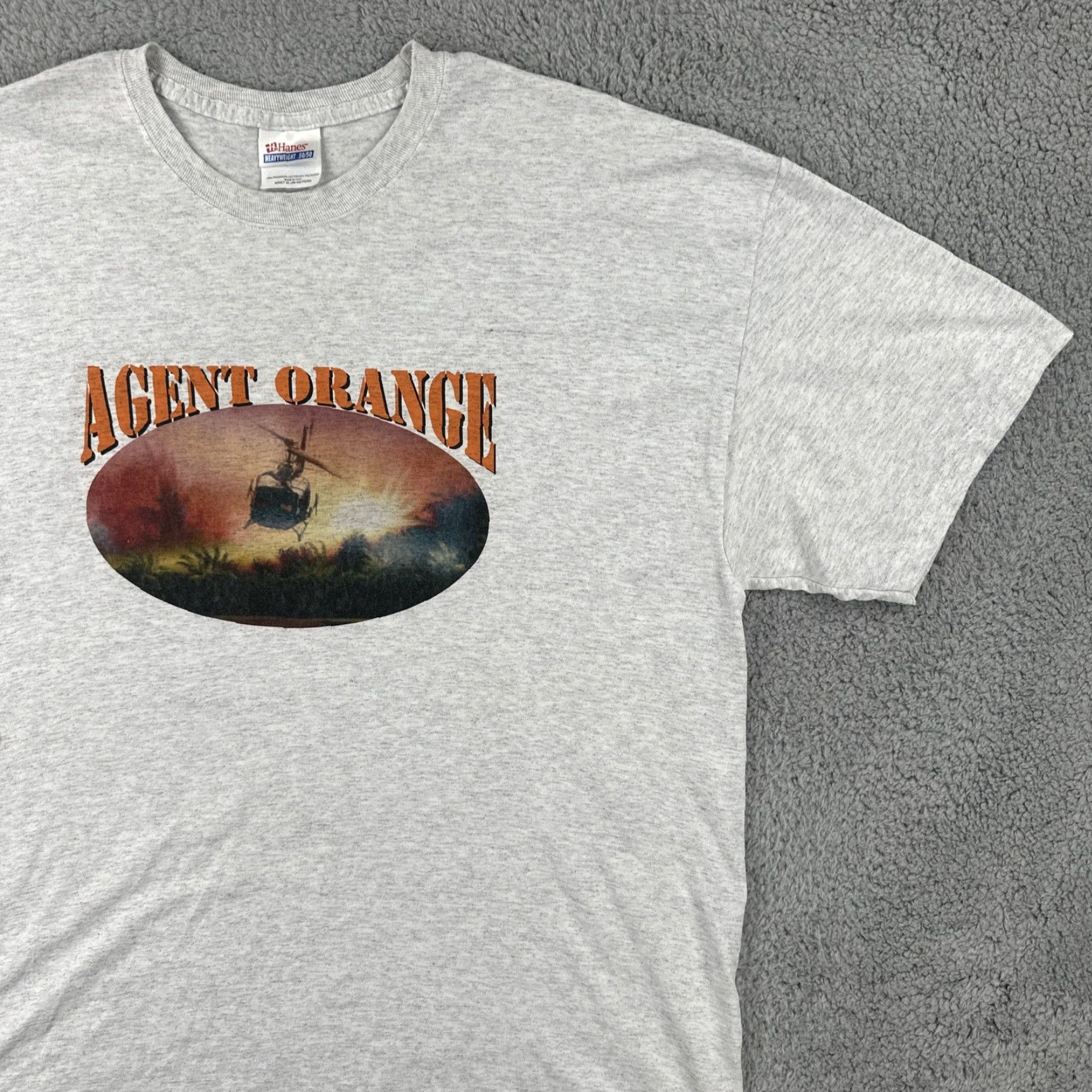Hanes VINTAGE Hanes T Shirt XL Gray 50/50 Short Sleeve Graphic Tee Men Decade 1990s Agent Orange Cont… Size US XL / EU 56 / 4 - 2 Thumbnail