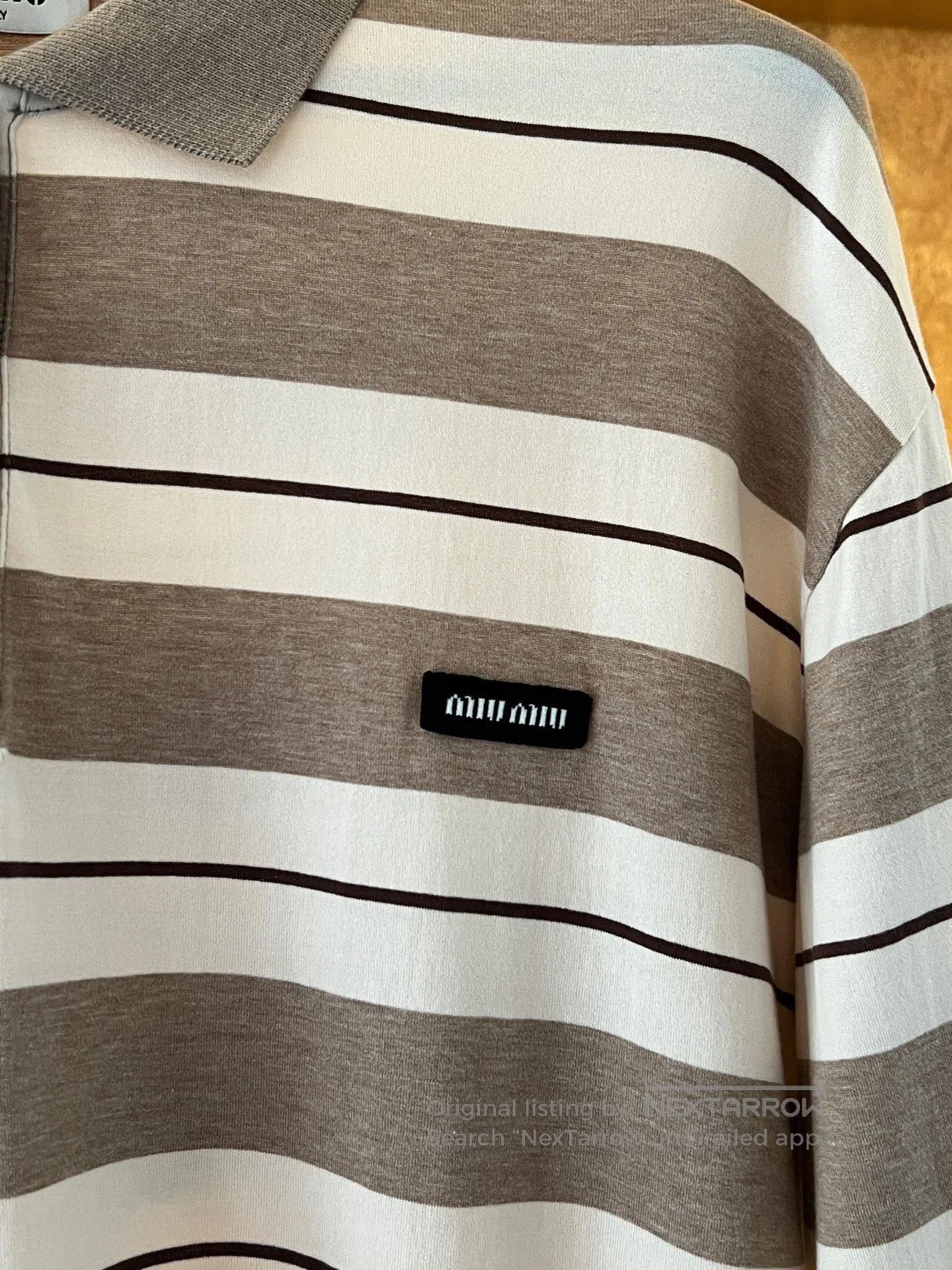 Miu Miu Miumiu Gray White Striped Long. Size L / US 10 / IT 46 - 3 Thumbnail