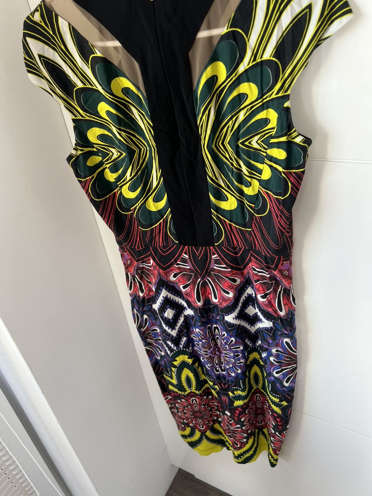 Designer ‼️JUST CAVALLI OPTICAL PRINTED KNEE LENGTH PENCIL DRESS Y2K‼️ Size M / US 6-8 / IT 42-44 - 9 Thumbnail