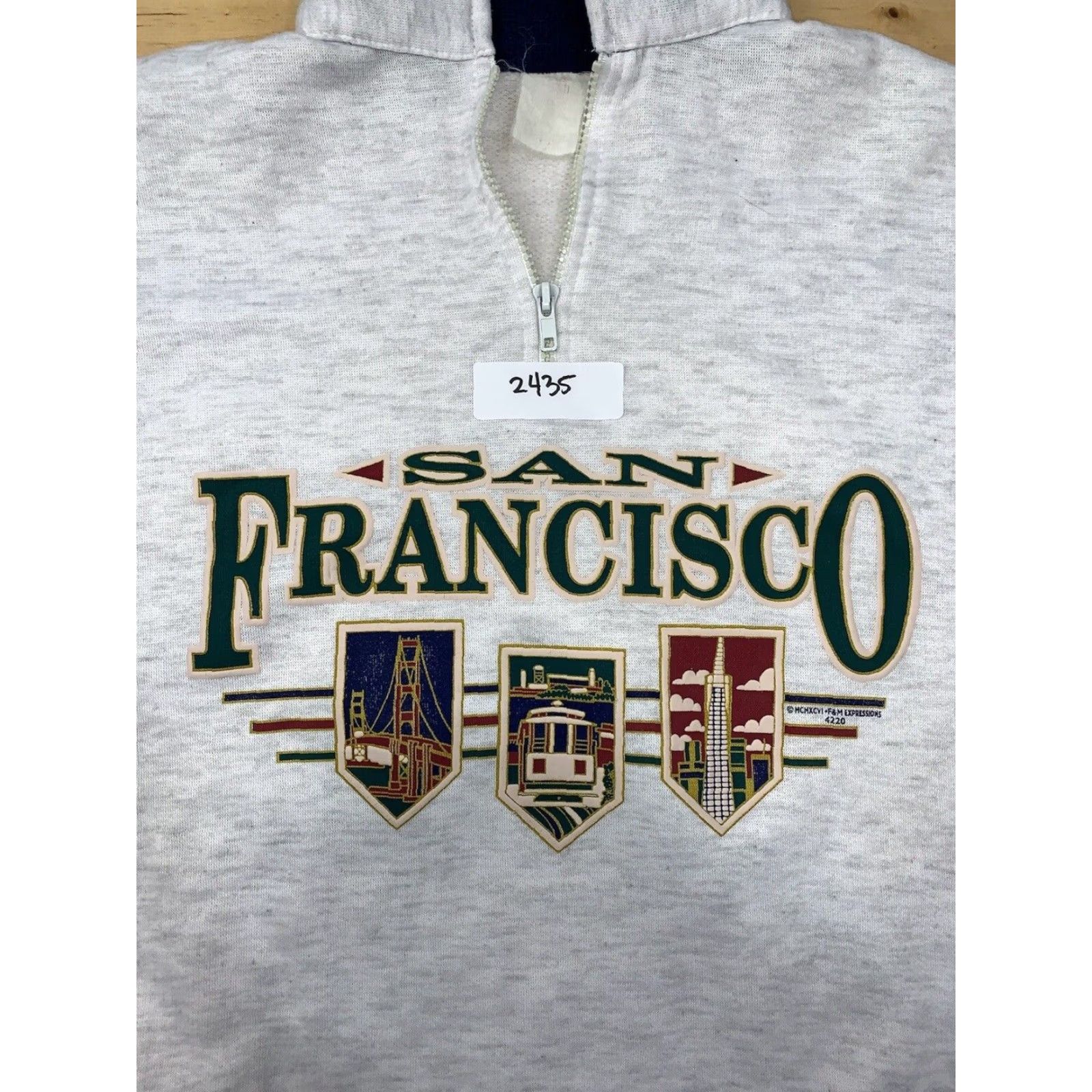 Vintage VINTAGE Polo 1/4 Zip San Francisco Golden Gate Bridge Sweater Shirt Small Gray Men 90s Travel Pullover 1/4 Zip Size US S / EU 44-46 / 1 - 2 Thumbnail