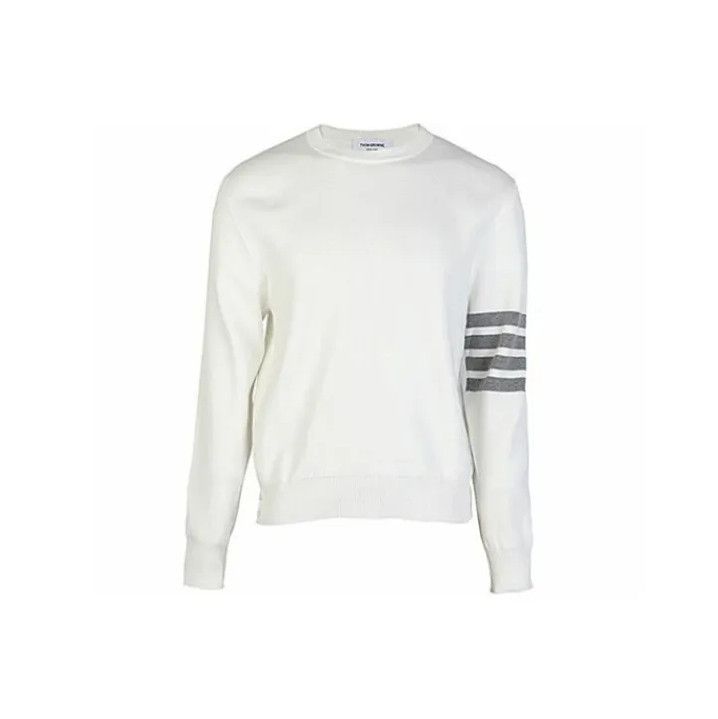 Thom Browne Thom Browne White Striped Knit Pullover Sweater Size US M / EU 48-50 / 2 - 1 Thumbnail