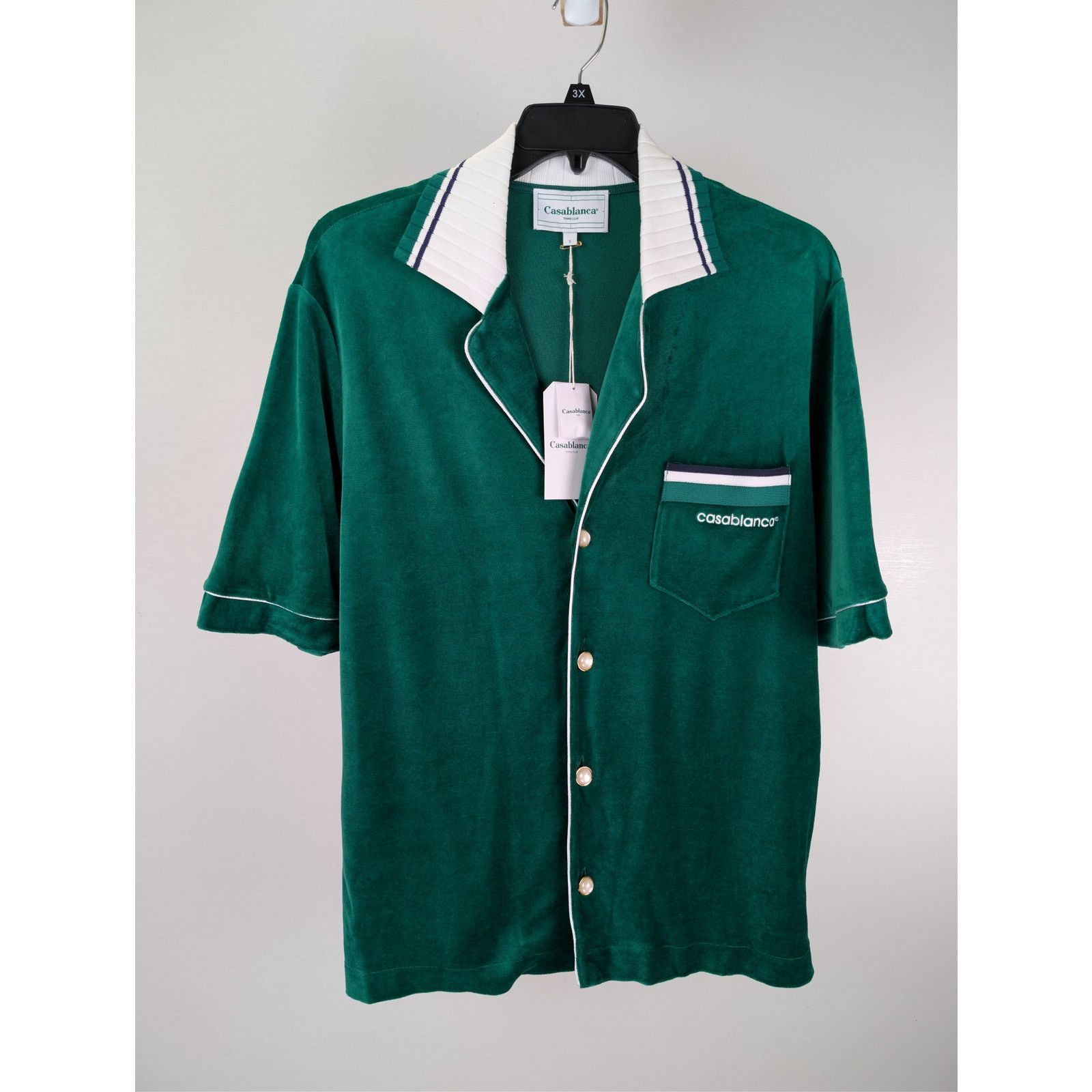 Casablanca o1rshd1 CC20 Men's Short Sleeved Velour Shirt in Evergreen Size US S / EU 44-46 / 1 - 2 Thumbnail