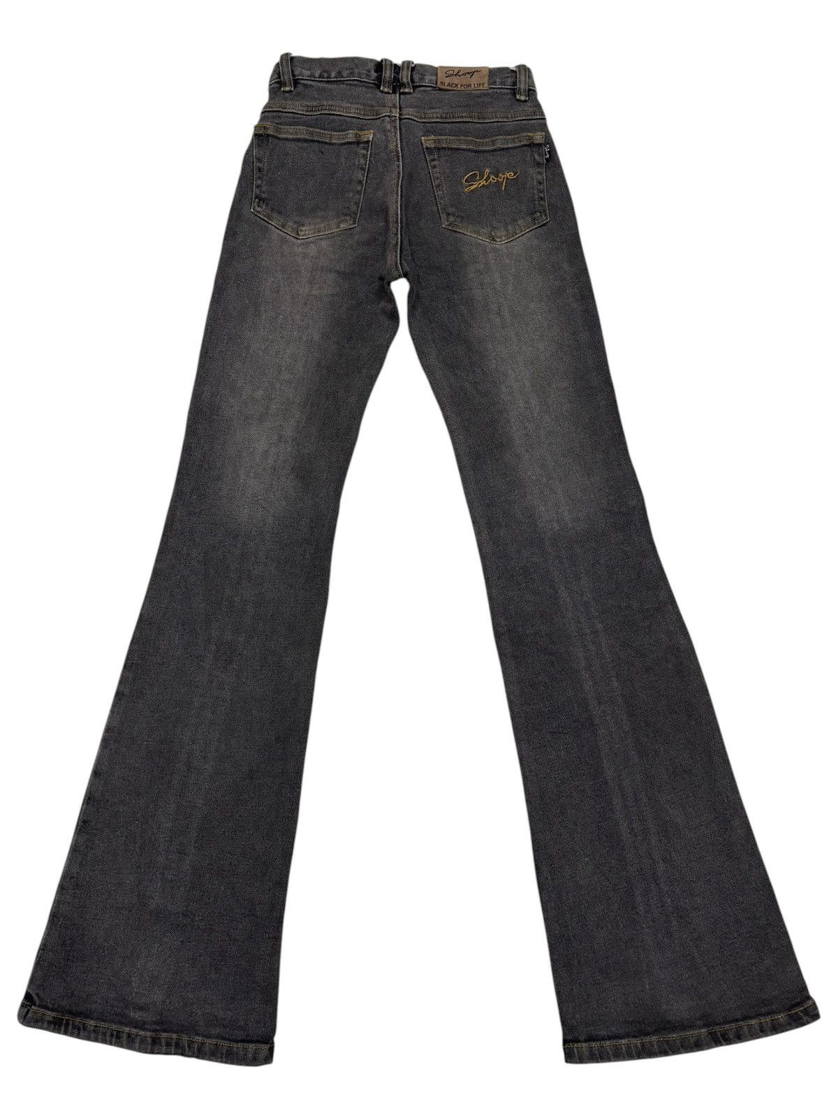 If Six Was Nine RARE FLARE JEAN BLACK ZIPPER DENIM SHOOP BLACK FOR LIFE JEAN Size 24" / US 00 / IT 34 - 3 Thumbnail