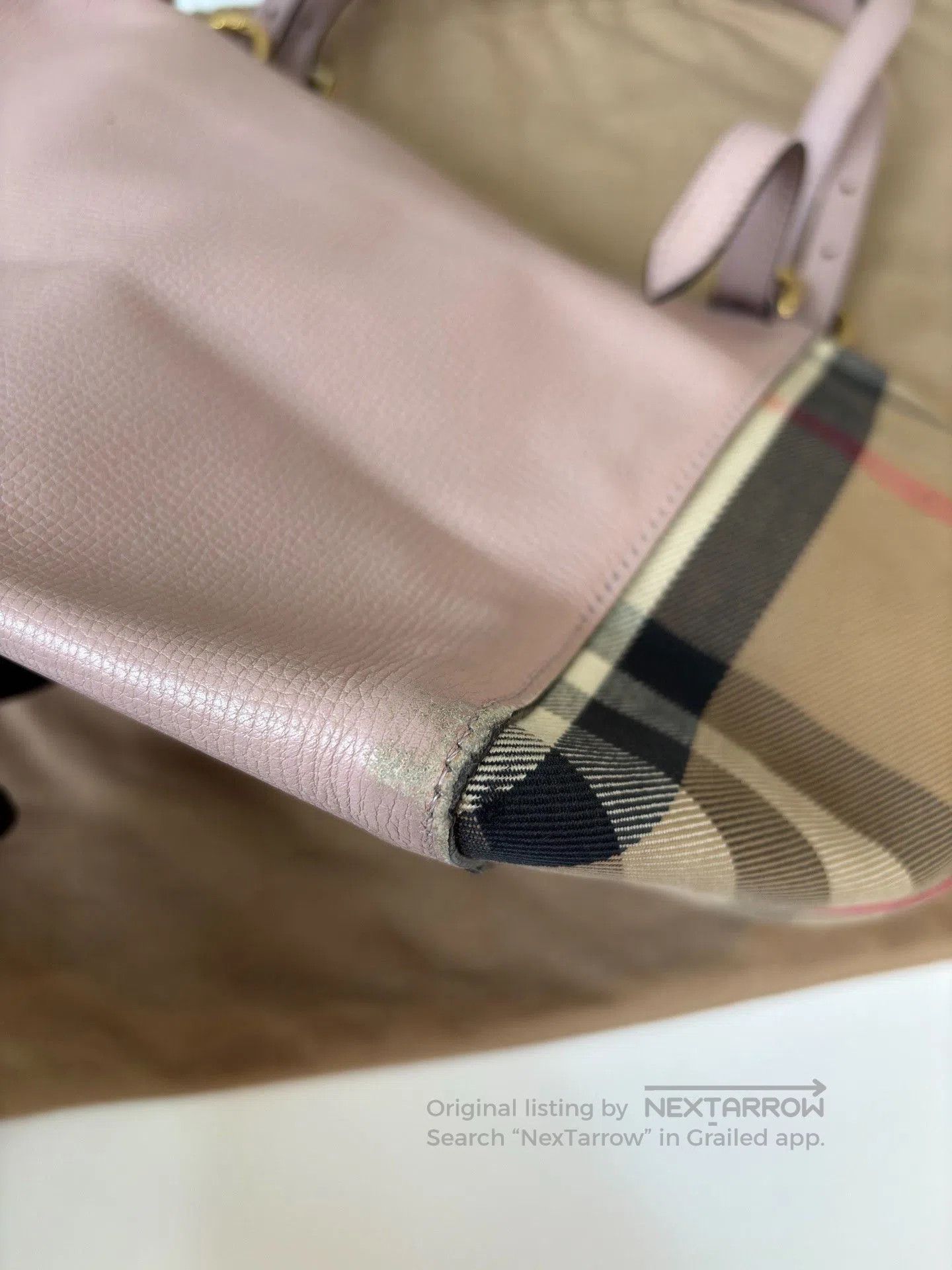 Burberry Burberry Pink Plaid Tote Bag. Size ONE SIZE - 8 Thumbnail