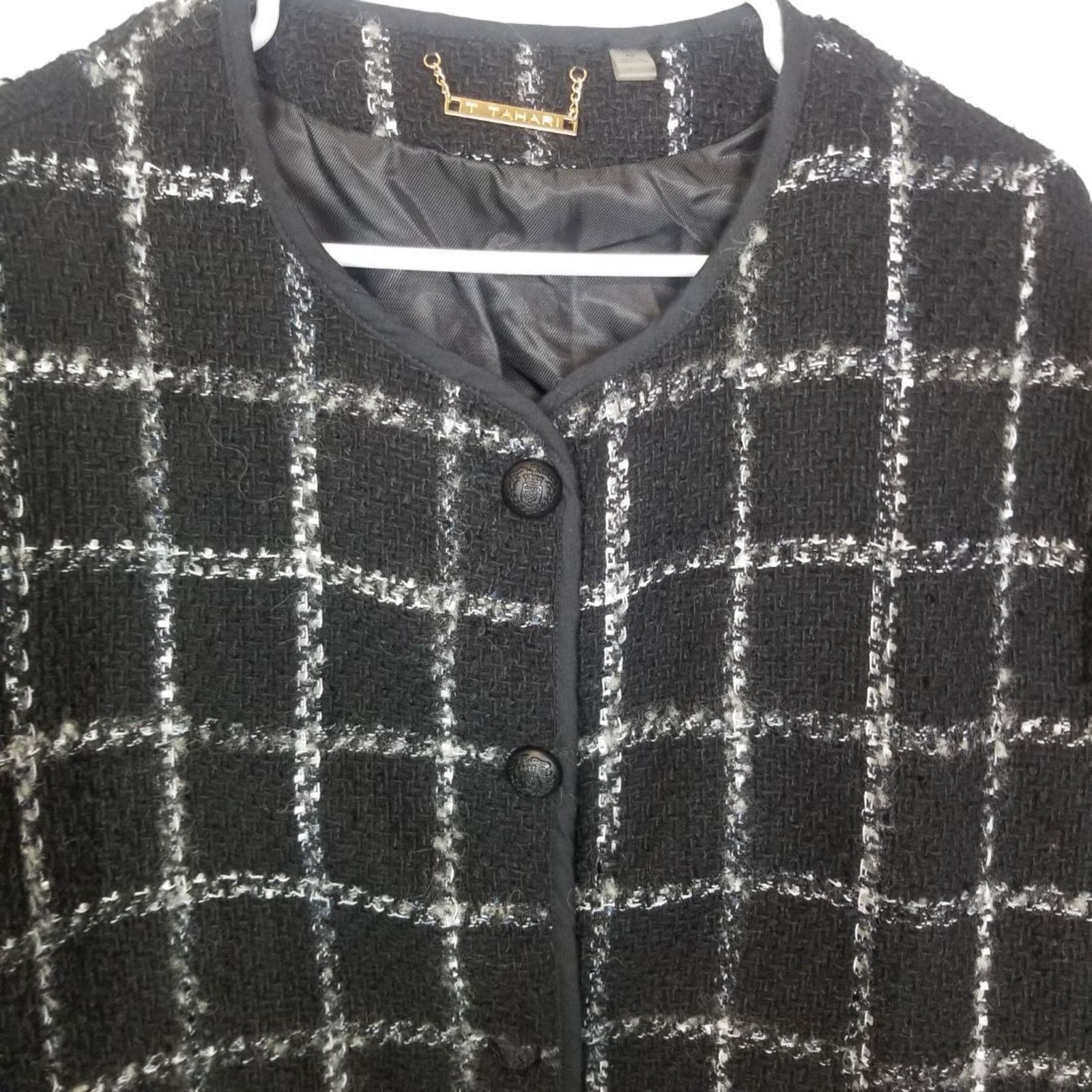 Elie Tahari T Tahari Womens Wool Blend Tweed Jacket Button Up Size 12 Size XL / US 12-14 / IT 48-50 - 2 Thumbnail