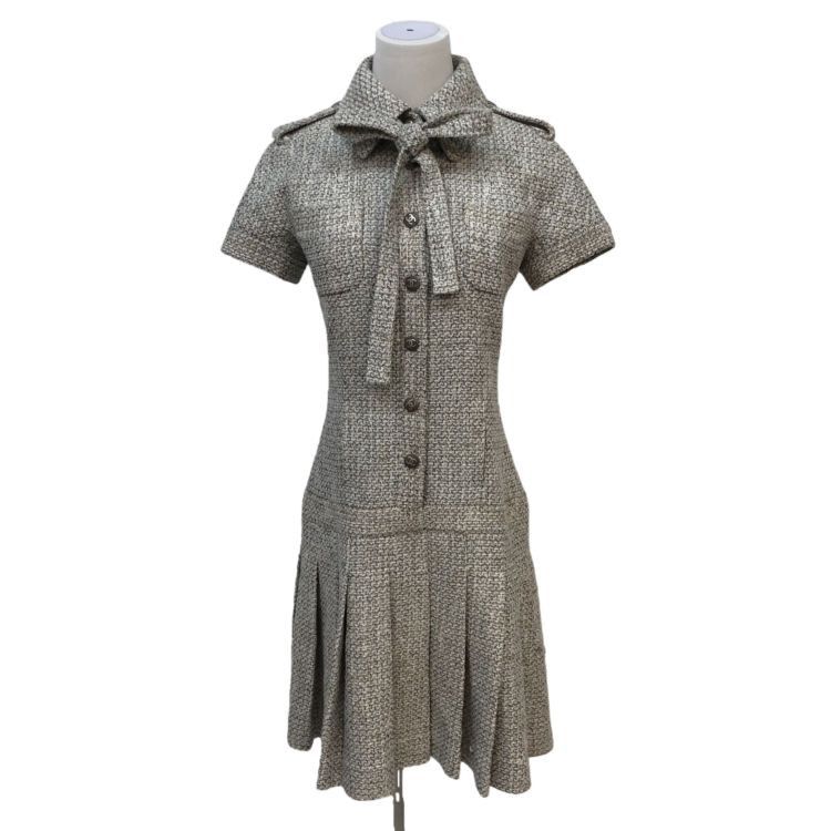 Chanel Chanel Tweed Tie-Neck Dress Size 38 Size S / US 4 / IT 40 - 1 Thumbnail
