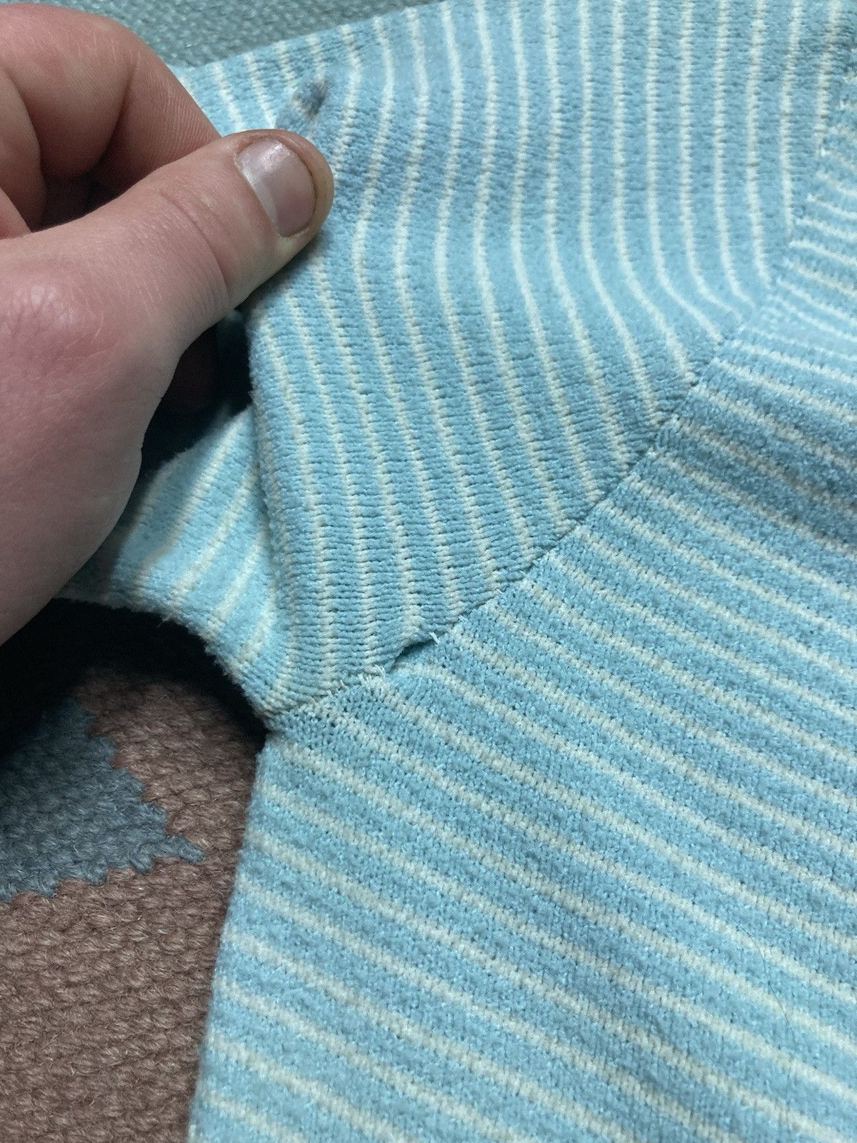 Vintage Vintage 60s t shirt striped textured blue women’s large Size L / US 10 / IT 46 - 6 Thumbnail