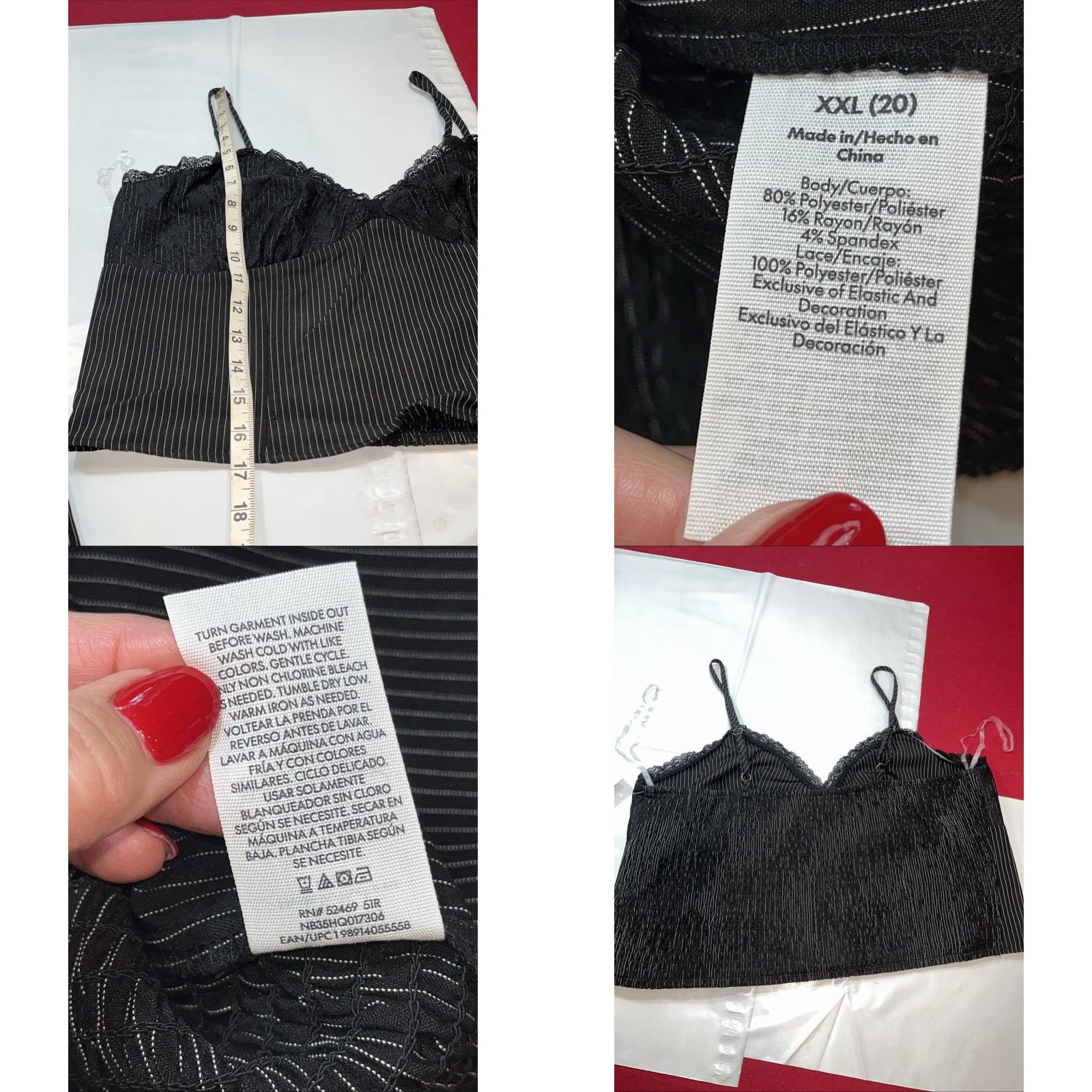 Vintage No Boundaries 2XL Black White Pin Striped Bustier Corset Lace Top Skirt Set Women's gangster 1920s Fusion Night Clubwear Costume Size XXL / US 16-18 / IT 52-54 - 9 Thumbnail