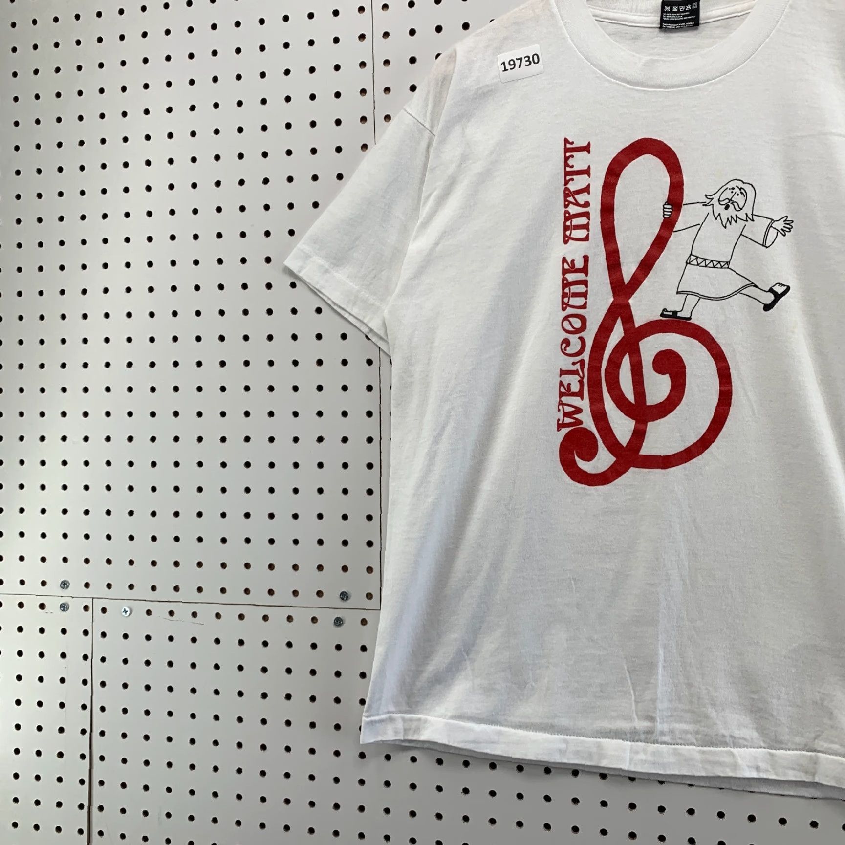 Fruit Of The Loom VINTAGE Welcome Matt Treble Clef Shirt Mens L White 90s Cotton Tee, Fruit of the Loom T-Shirt, Crew Neck, Short Sleeve, 20.5x27.5 Size US L / EU 52-54 / 3 - 3 Thumbnail