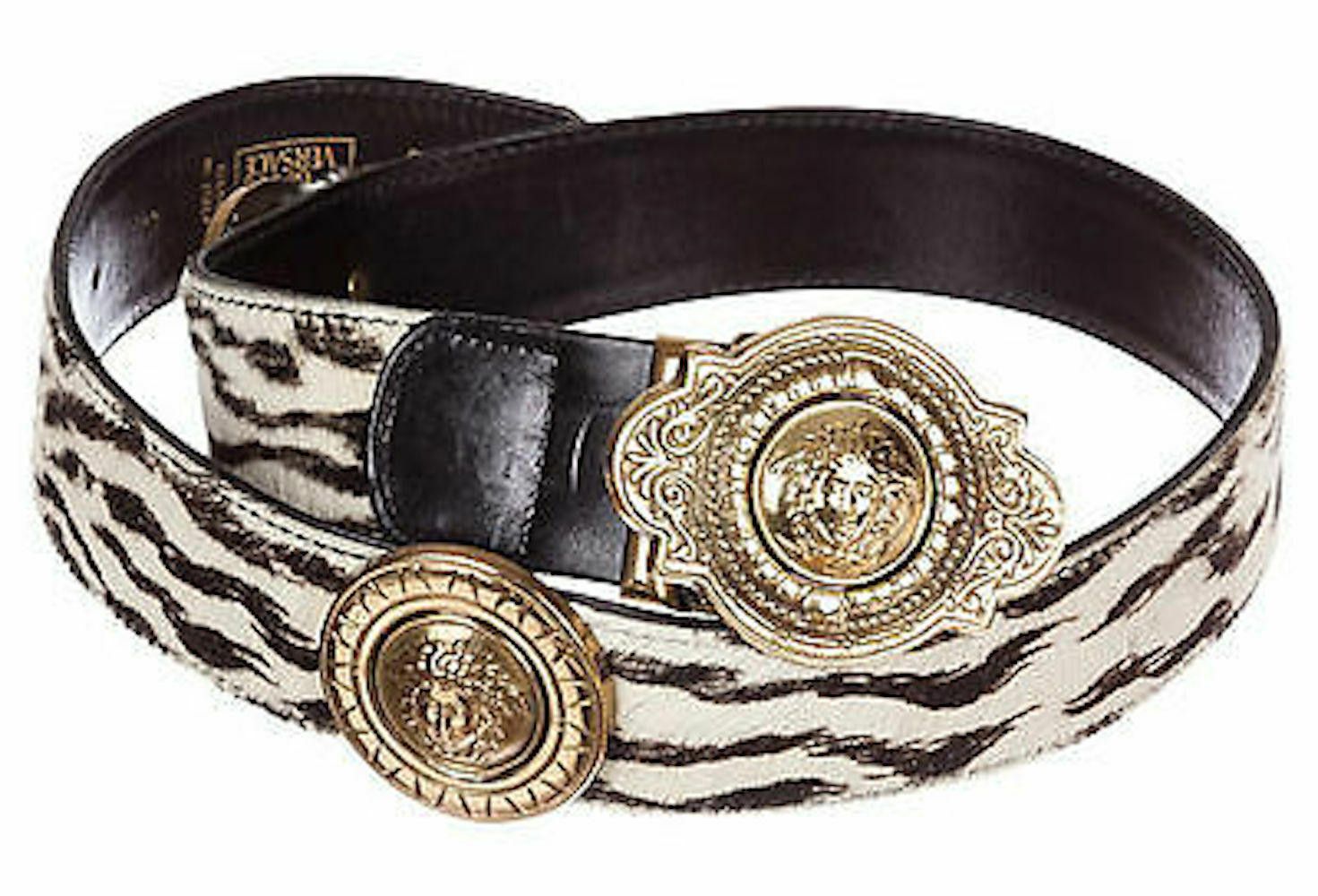Versace Versace Medusa Zebra Print Leather Belt Size ONE SIZE - 2 Thumbnail