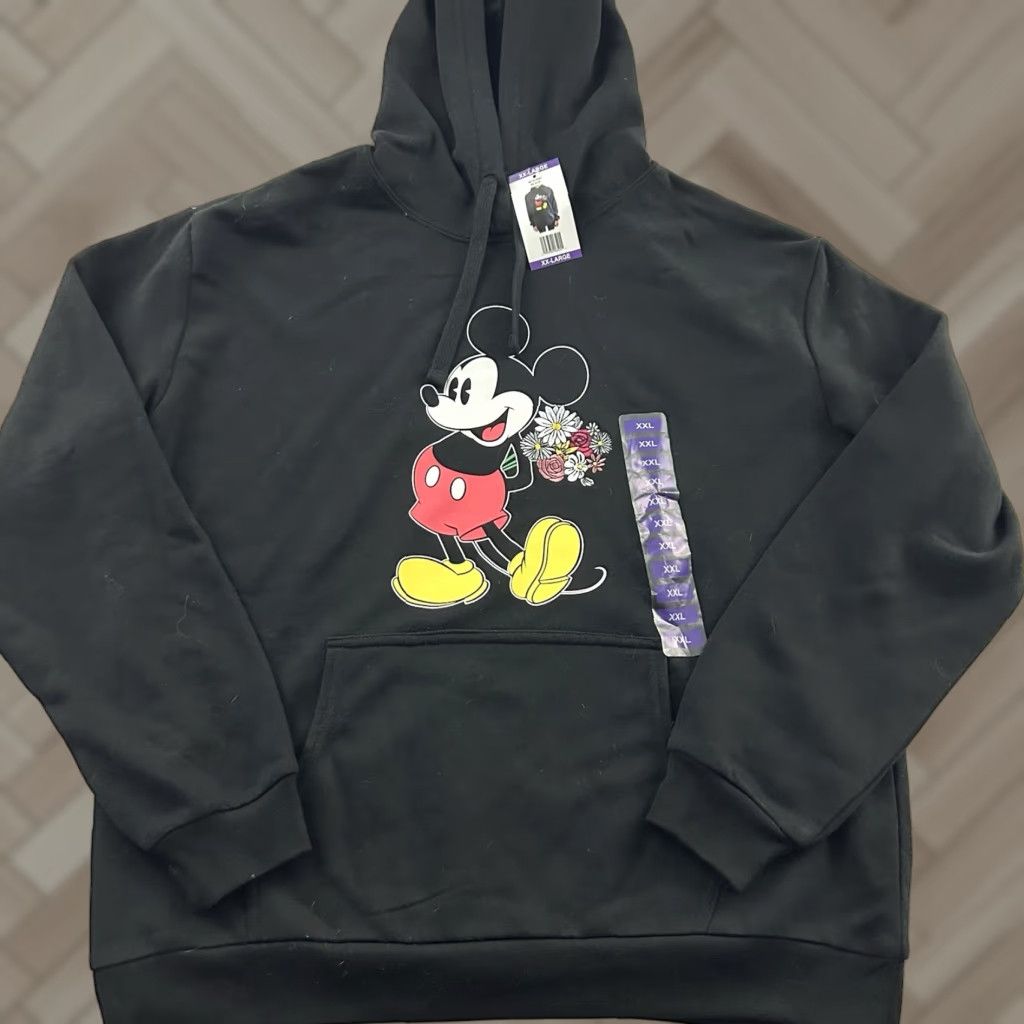 Disney VINTAGE Disney Mickey Mouse Embroidered Flowers Hoodie Sweatshirt Women's XXL Black Size XXL / US 16-18 / IT 52-54 - 1 Thumbnail