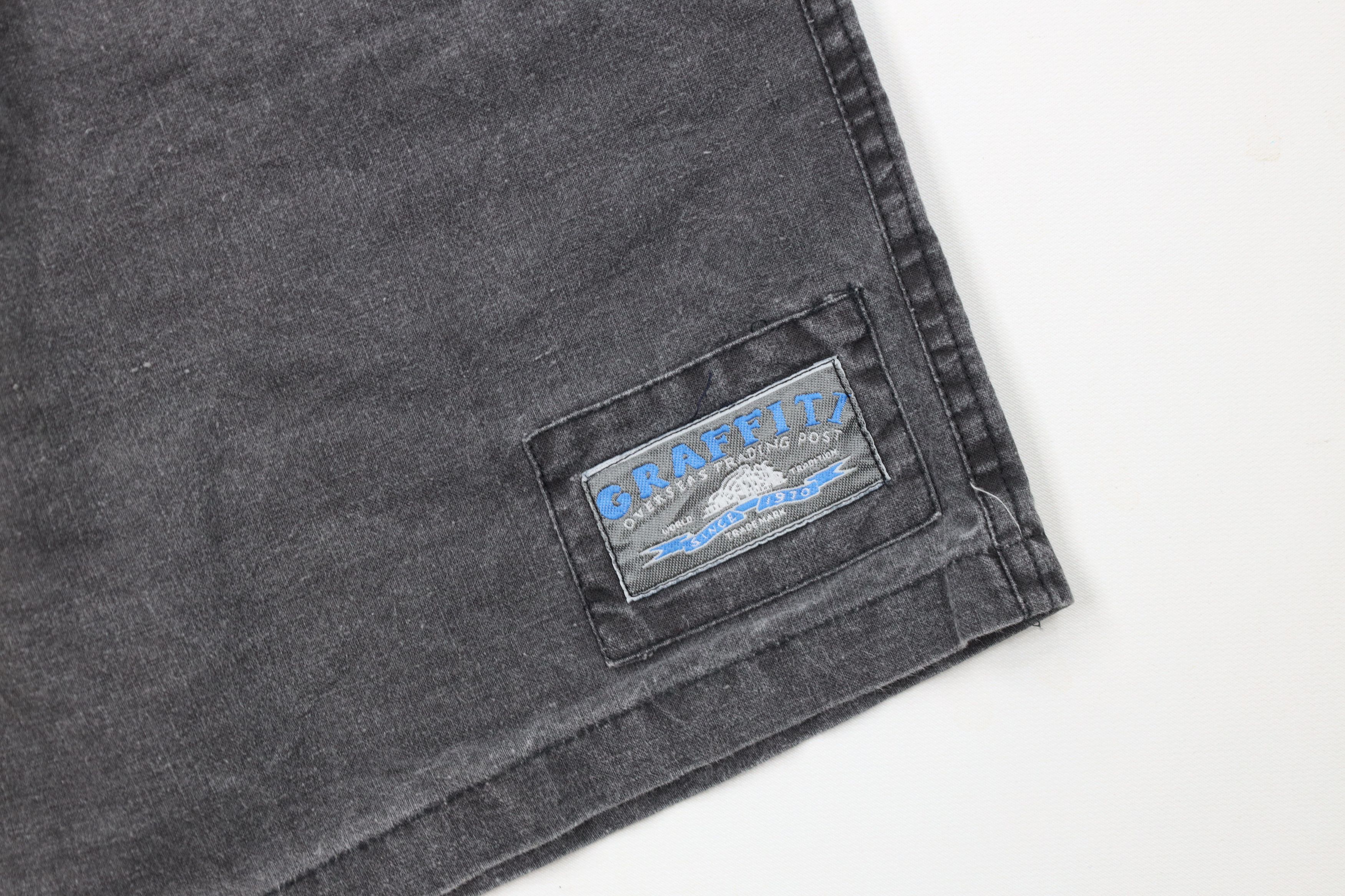Vintage Vintage 90s Streetwear Stonewash Knee Pleated Shorts Black Size US 36 / EU 52 - 5 Thumbnail