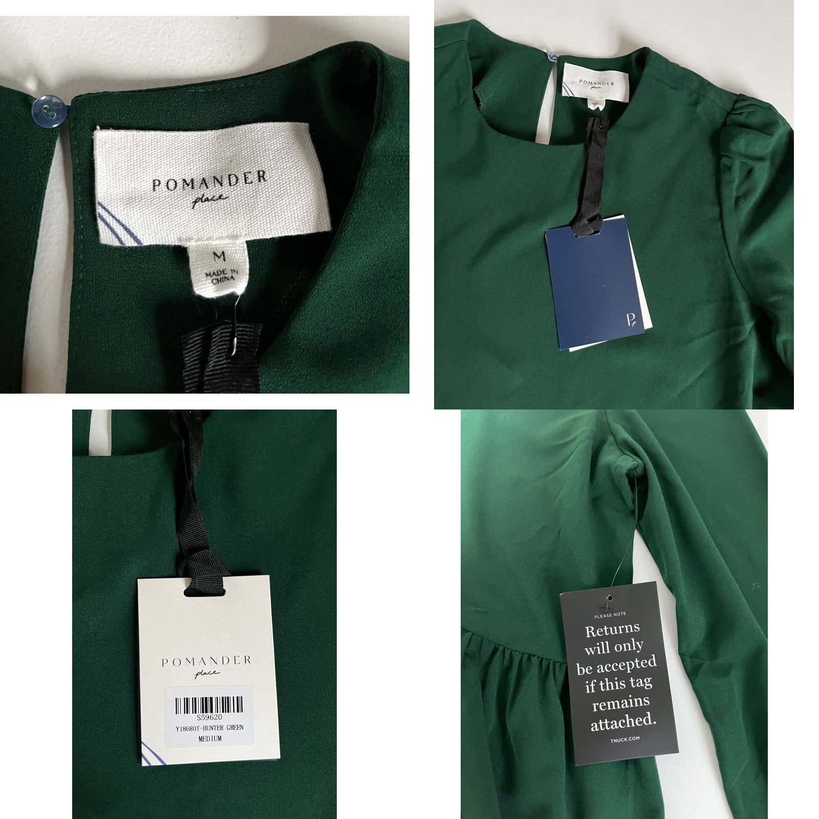 Vintage NWT Tuckernuck Pomander Place Carlota Peplum Blouse Hunter Green Sz M Blouse WomensXS? Size M / US 6-8 / IT 42-44 - 8 Thumbnail