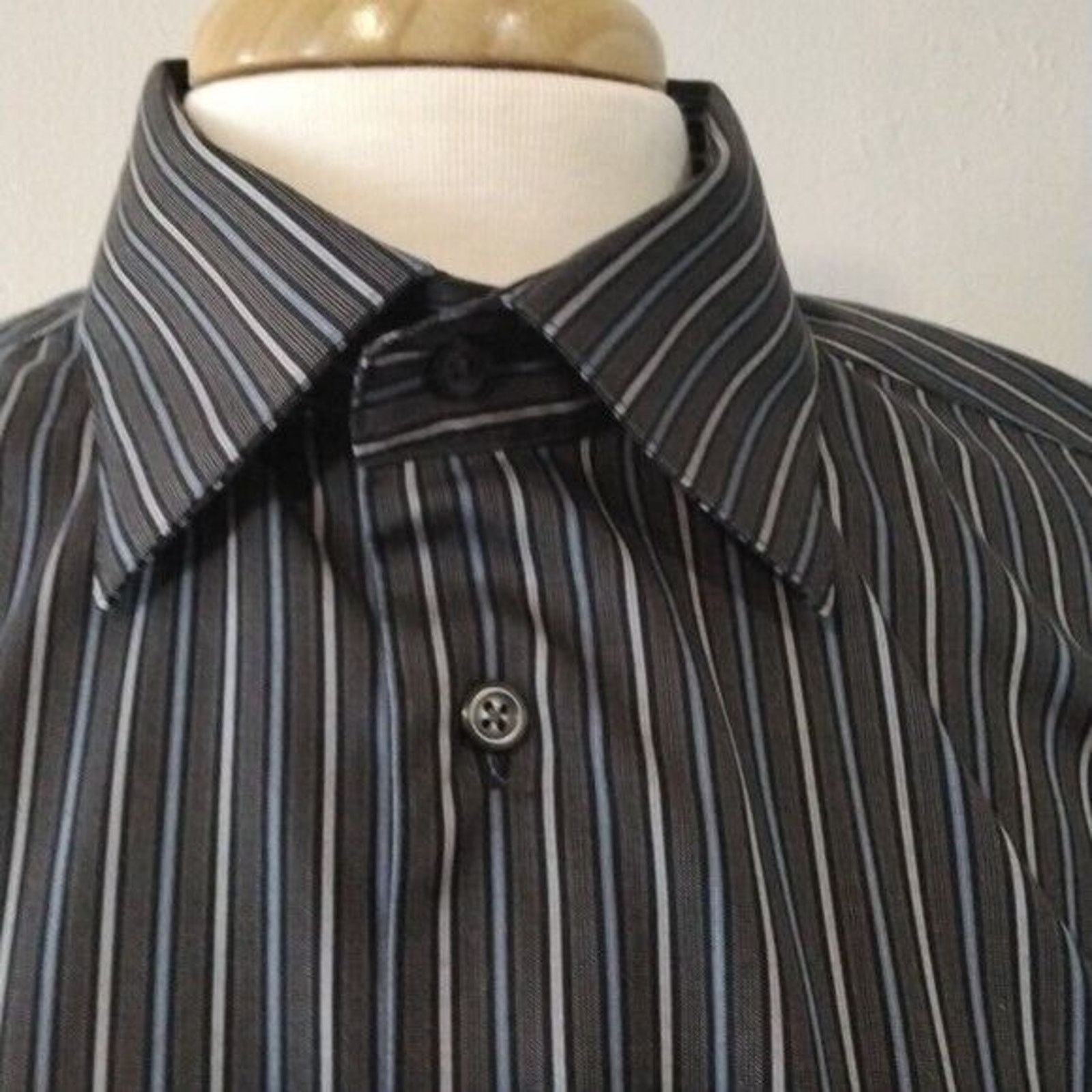 Pronto Uomo Pronto Uomo Mens Non Iron L/S Button Front Dress Shirt Sz L Size US L / EU 52-54 / 3 - 2 Thumbnail