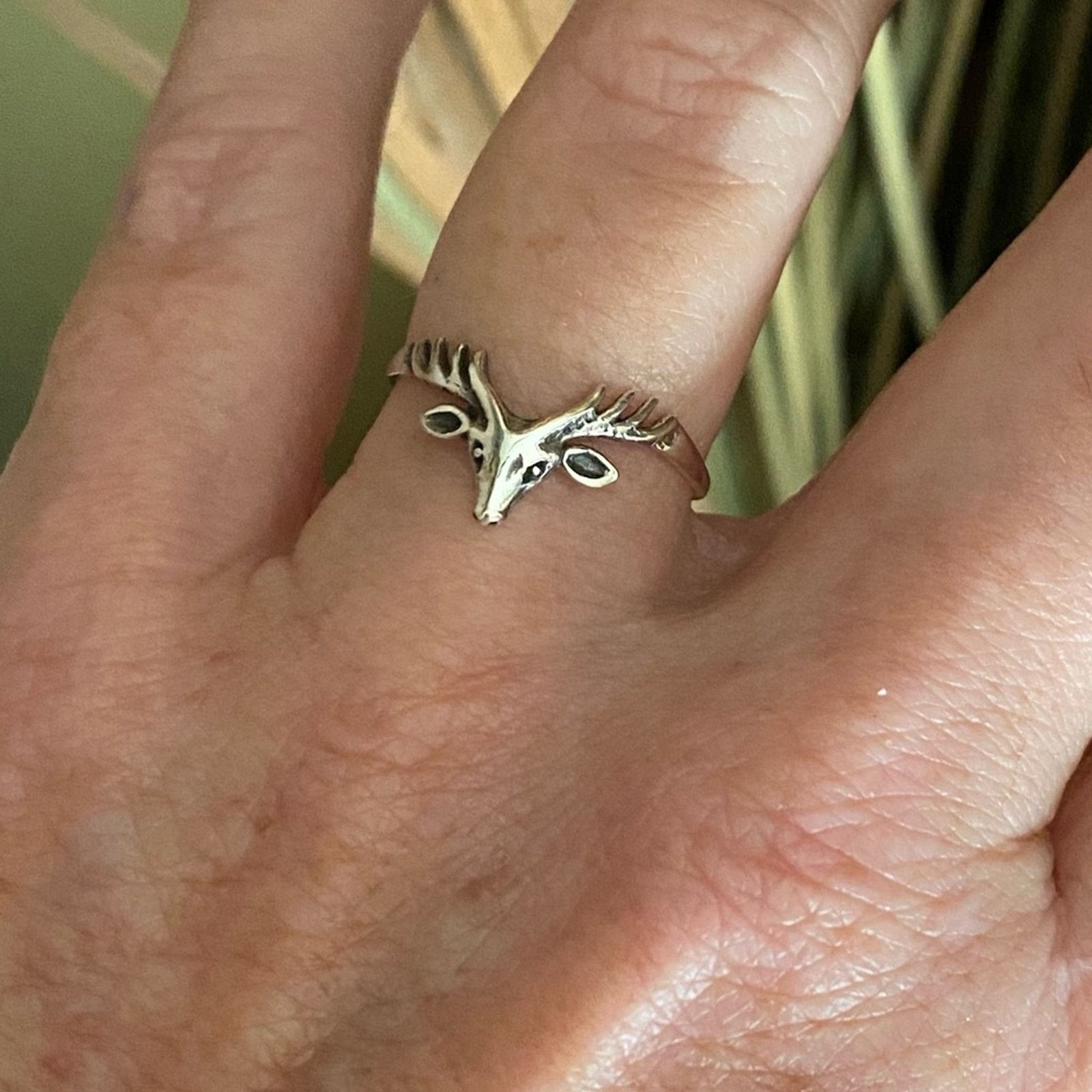 The Unbranded Brand Sterling Silver Buck Deer Head Ring Sizes 7,8,9 Size ONE SIZE - 6 Thumbnail