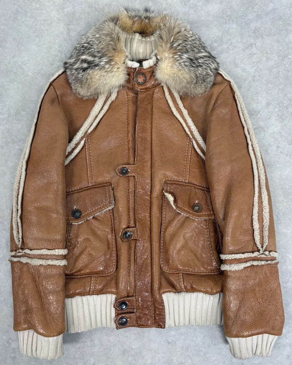 Roberto Cavalli FW2007 Cavalli Brown Fur Aviator Leather Jacket Size US L / EU 52-54 / 3 - 1 Thumbnail