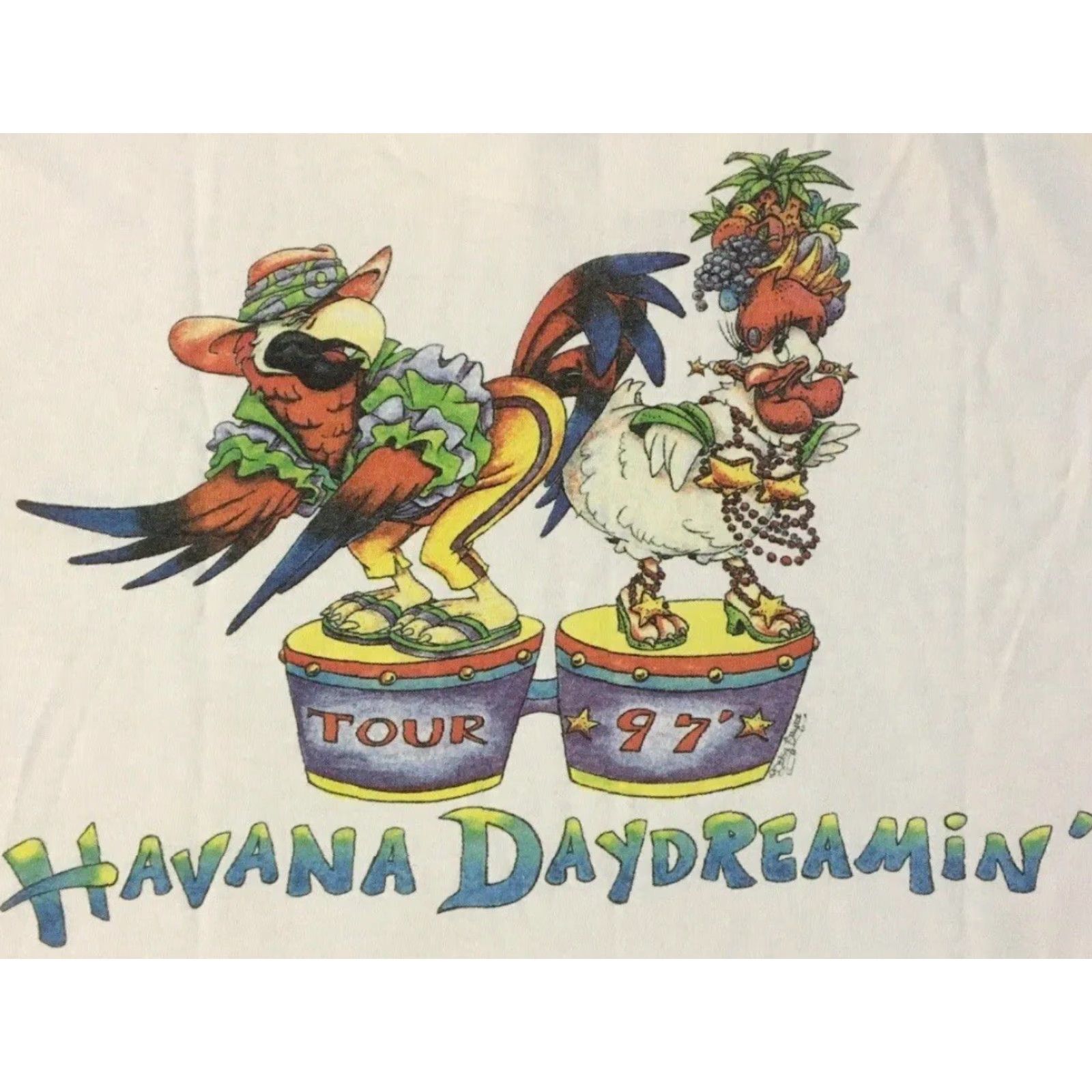 Vintage VINTAGE Jimmy Buffett Havana Daydreamin’ Faded Cropped Shirt S Surf Rock Band Crew Neck Short Sleeve White 90s Tour Retro Beach Size US S / EU 44-46 / 1 - 4 Thumbnail