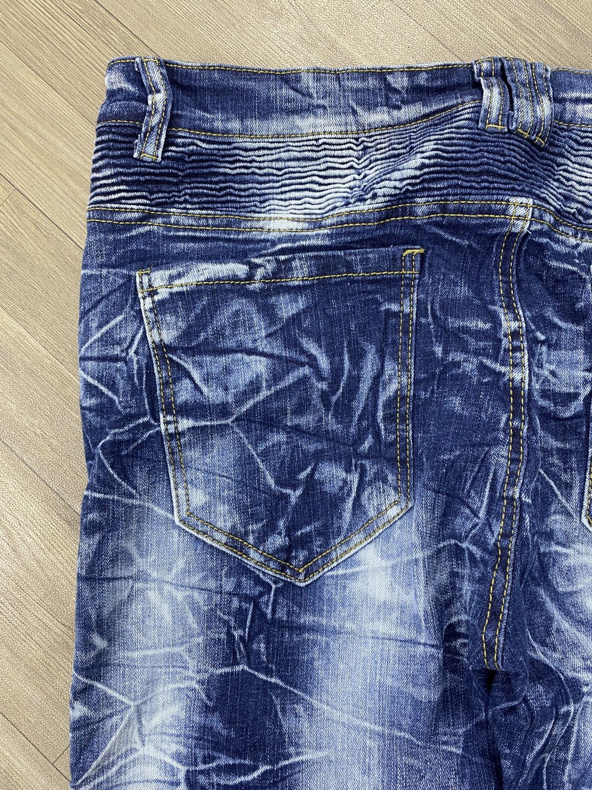 Japanese Brand Japanese Acid Wash Blue Balmain Style Bikers Pants Size US 34 / EU 50 - 11 Thumbnail