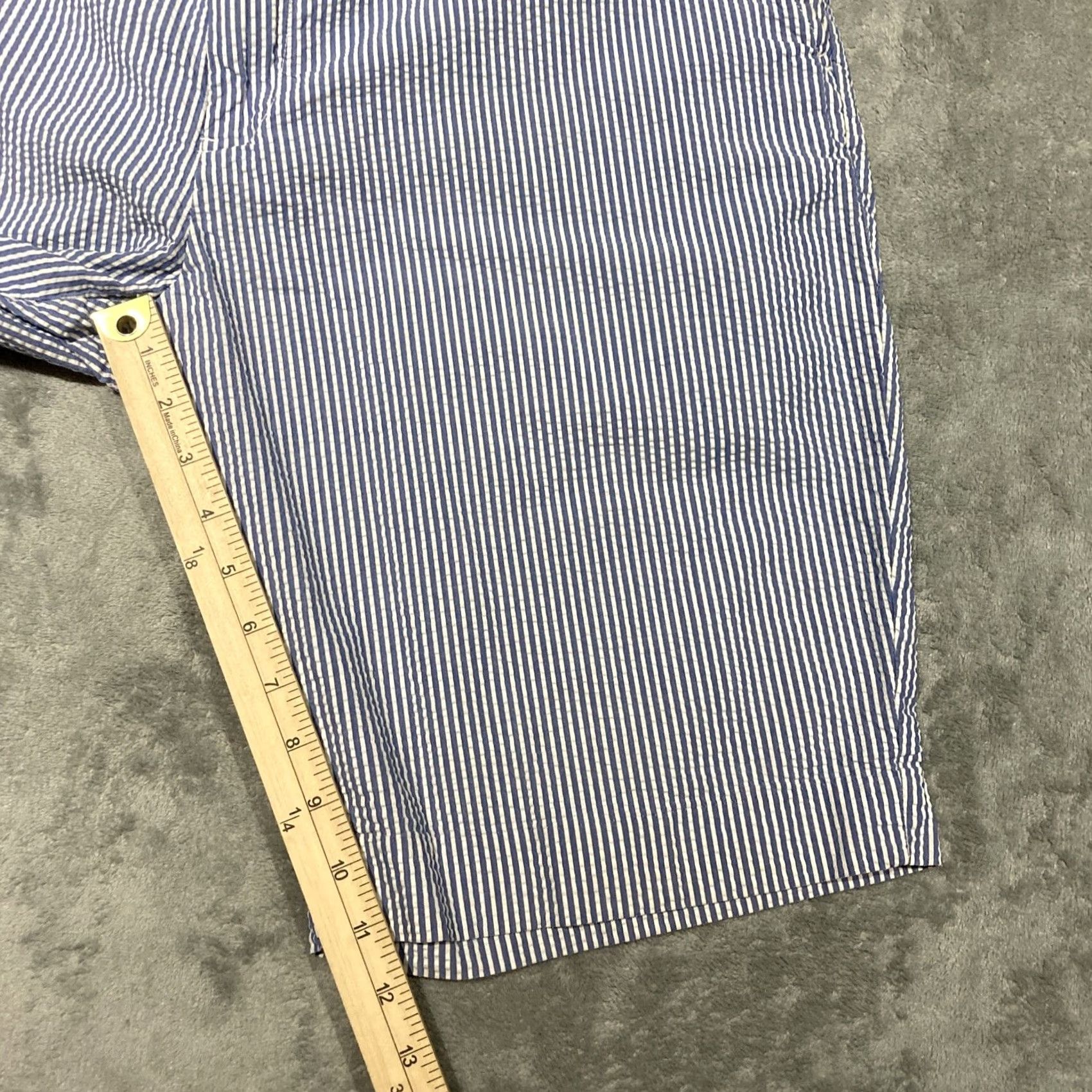 Polo Ralph Lauren Polo Ralph Lauren Seersucker Shorts Men's 36 Blue White Stretch Classic Fit Blue White Striped Flat Front Casual Shorts Mens 36 Size US M / EU 48-50 / 2 - 3 Thumbnail