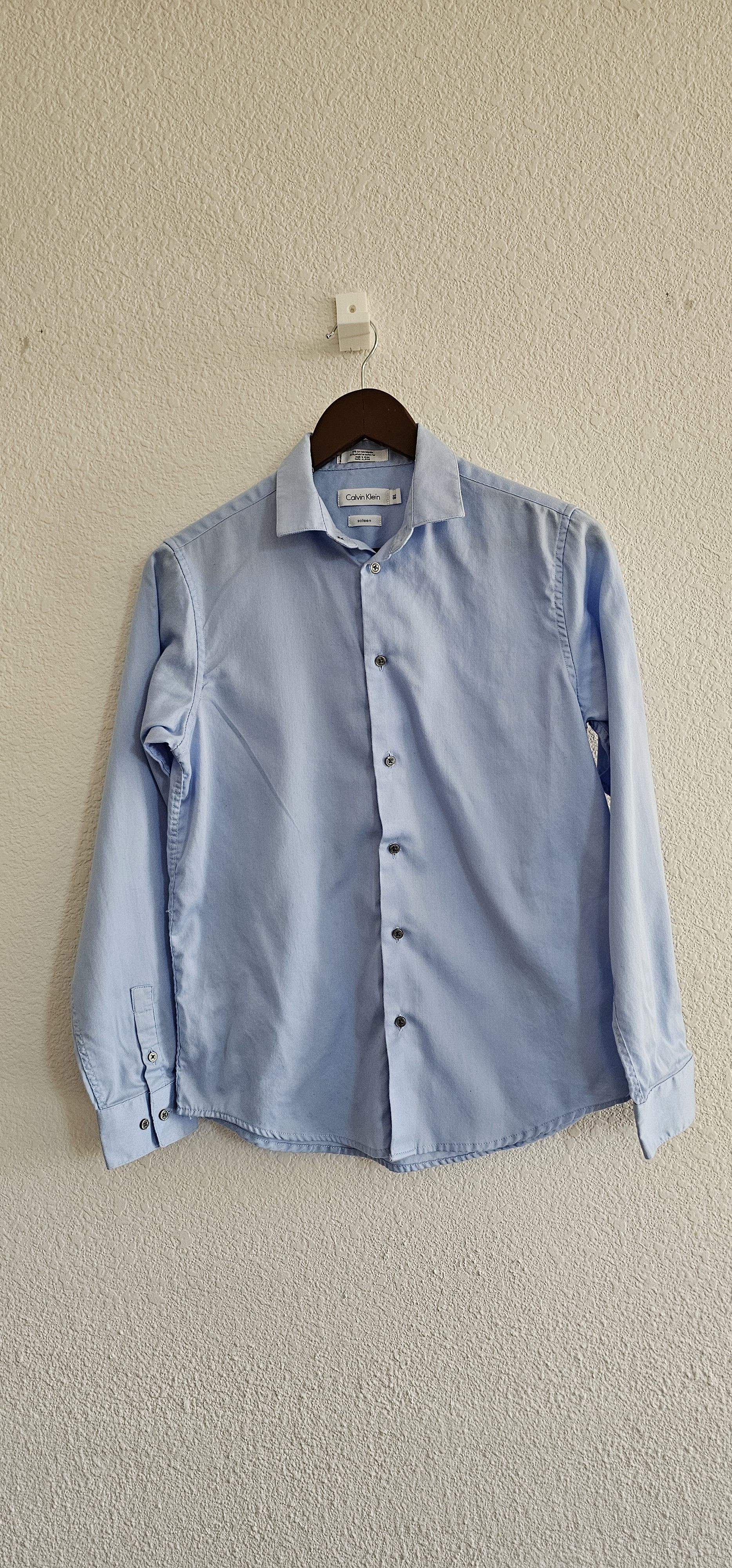 Calvin Klein Calvin Klein Sateen Button Up Shirt- Light Blue - 18 Size US XL / EU 56 / 4 - 1 Thumbnail