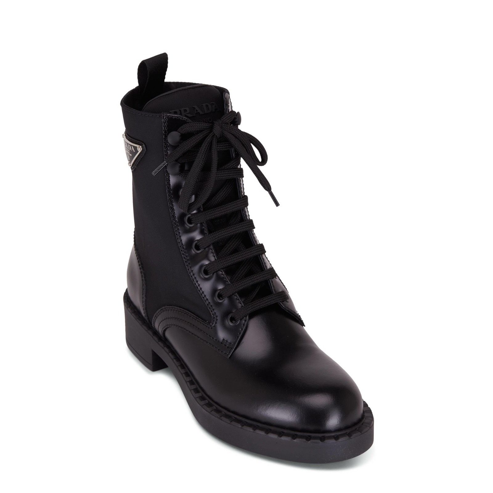 Prada Prada Black Brushed Leather Lace Up Combat Ankle Boot 36.5 Size US 6.5 / IT 36.5 - 5 Thumbnail