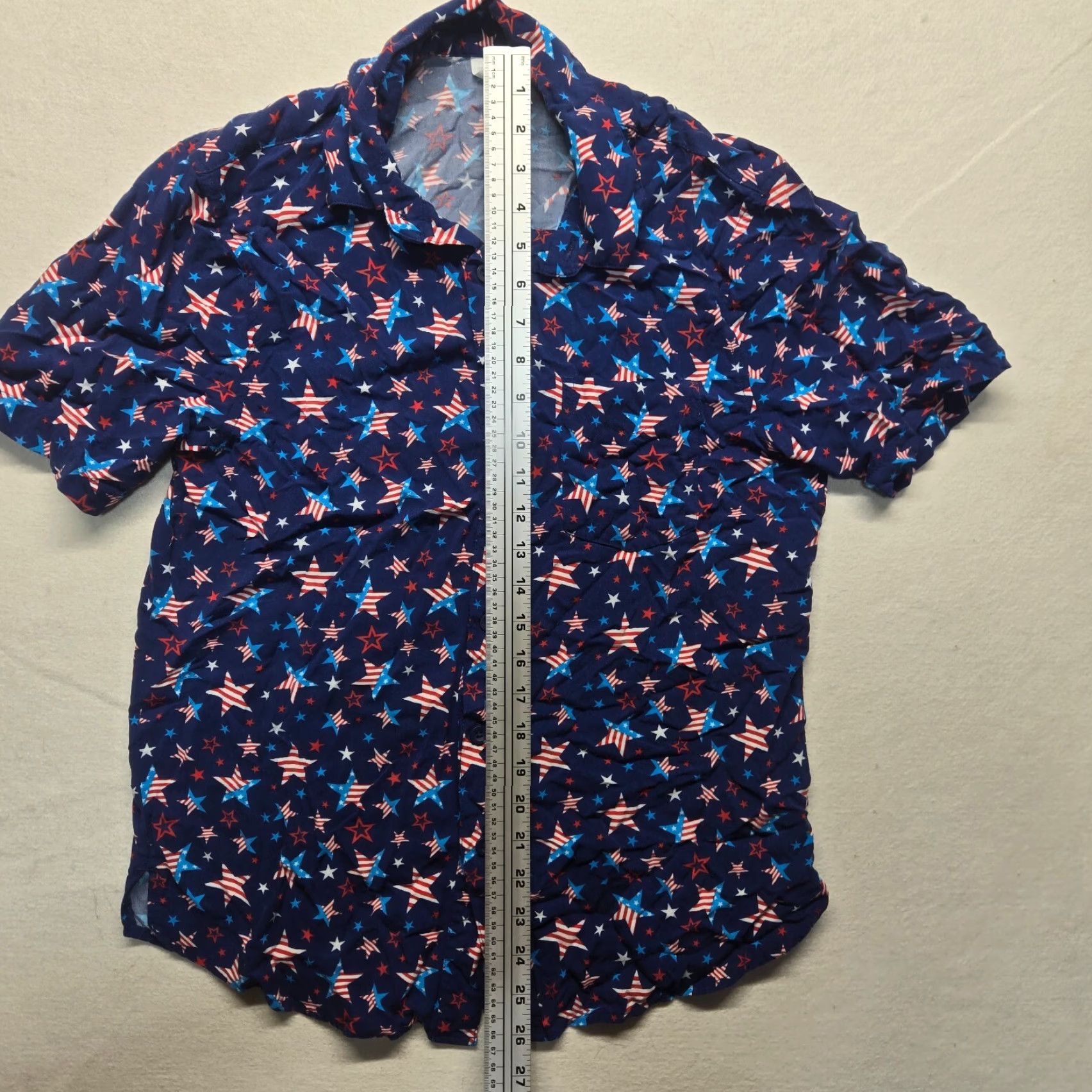 Vintage Orageous USA Stars Stripes Print Button Up Short Sleeve Shirt Men's Small Blue Size US S / EU 44-46 / 1 - 7 Thumbnail