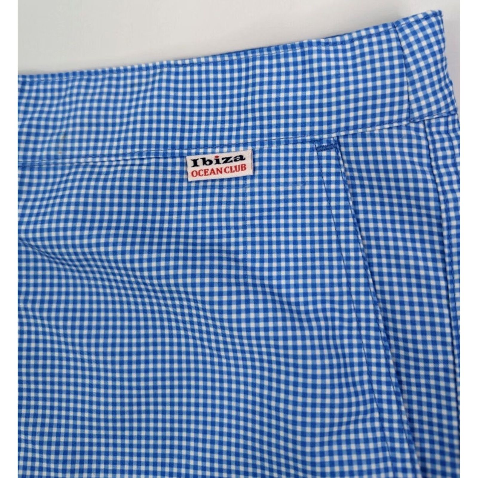 Vintage Ibiza Ocean Club Men Plaid Swim Trunks Blue/White Size 38 Pockets Drawstring Size ONE SIZE - 2 Thumbnail
