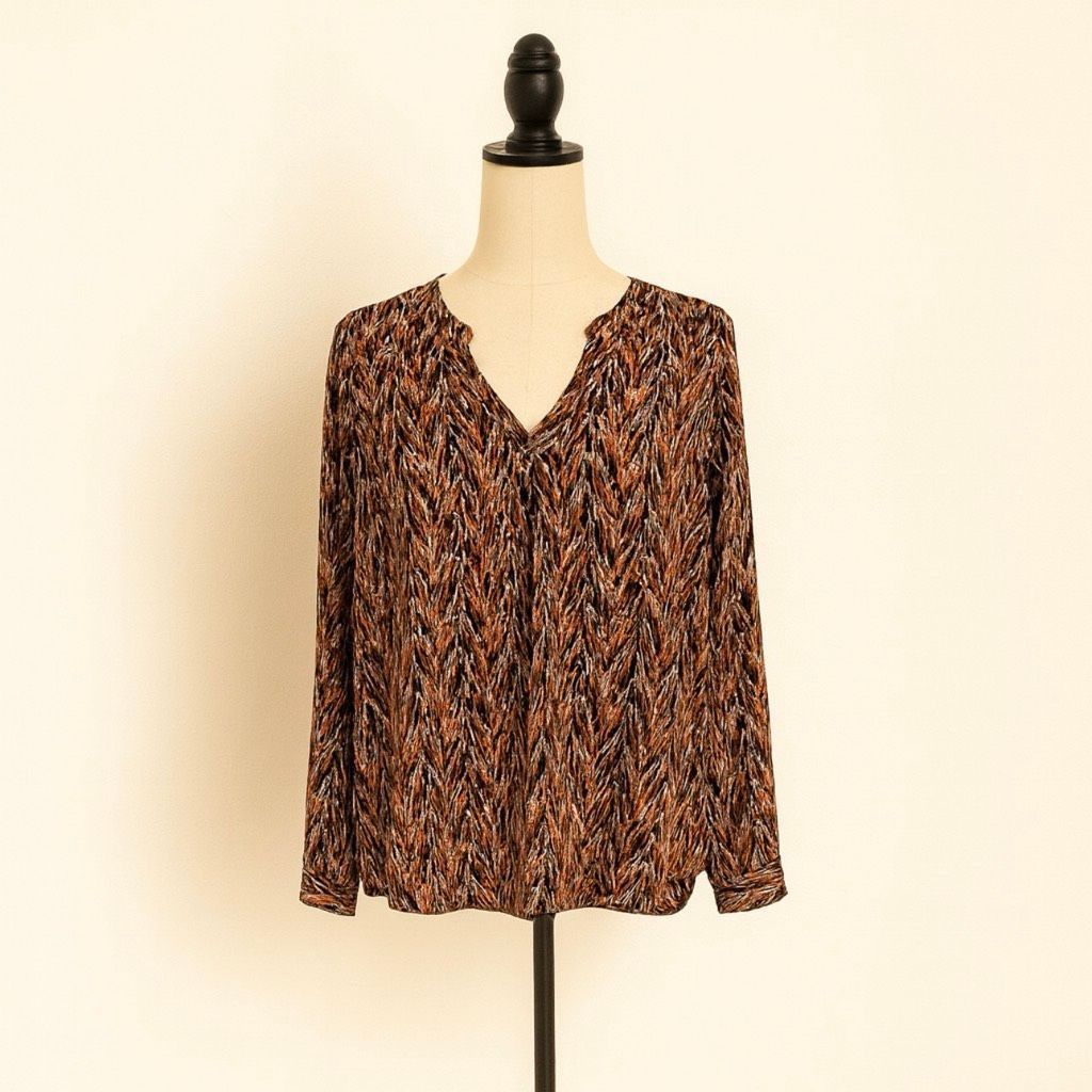 Other Xhilaration Abstract Multicolor V-Neck Blouse | Size M | Lon Size M / US 6-8 / IT 42-44 - 1 Thumbnail