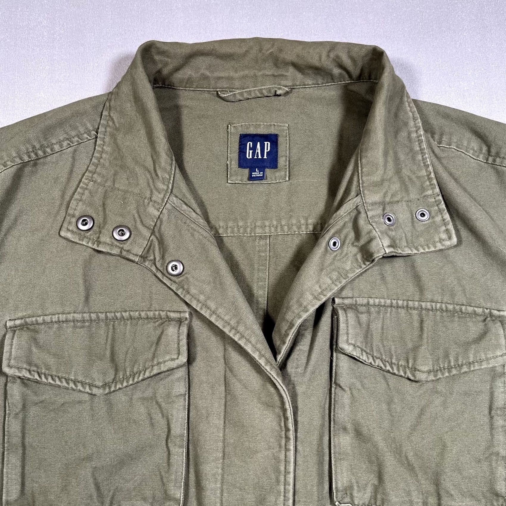 Gap GAP Women's Army Green Utility Jacket Full Zip Snap Drawstring Waist L Size L / US 10 / IT 46 - 3 Thumbnail