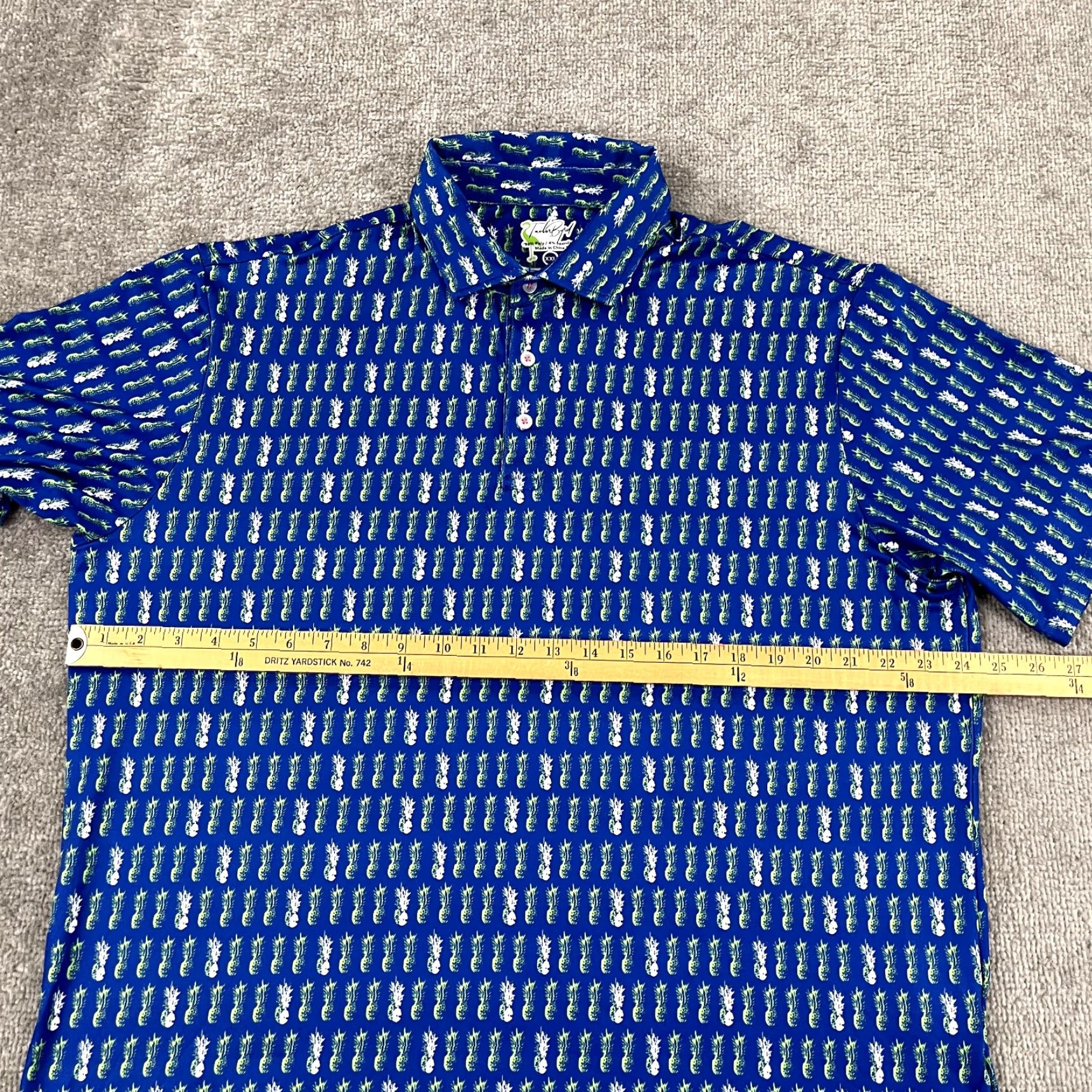 Tailorbyrd TAILORBYRD Polo Shirt Mens 2XL Blue Green Pineapple Golf Performance Sport Shirt Size US XXL / EU 58 / 5 - 4 Thumbnail