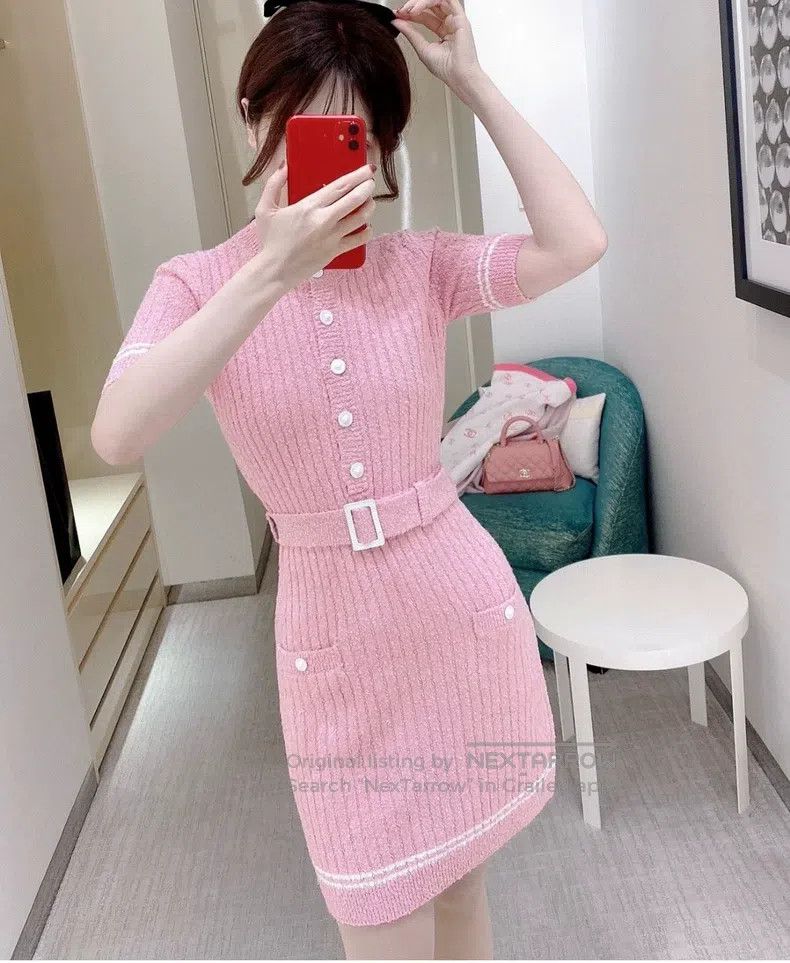 Chanel Chanel Pink knitted dress | Grailed