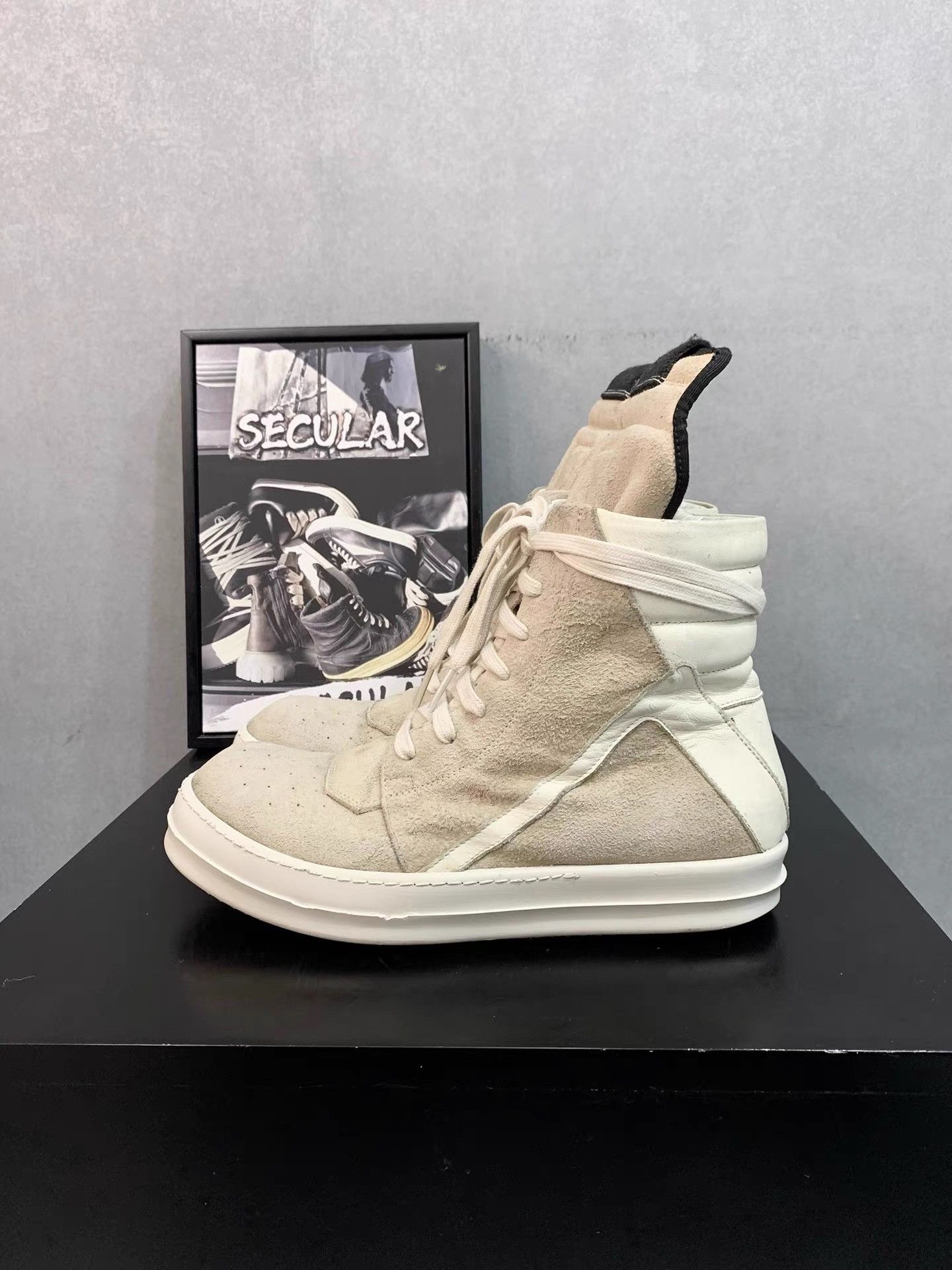 Rick Owens Rick Owens Grey Suede Triangle Geobasket K34 Size US 7 / EU 40 - 3 Thumbnail