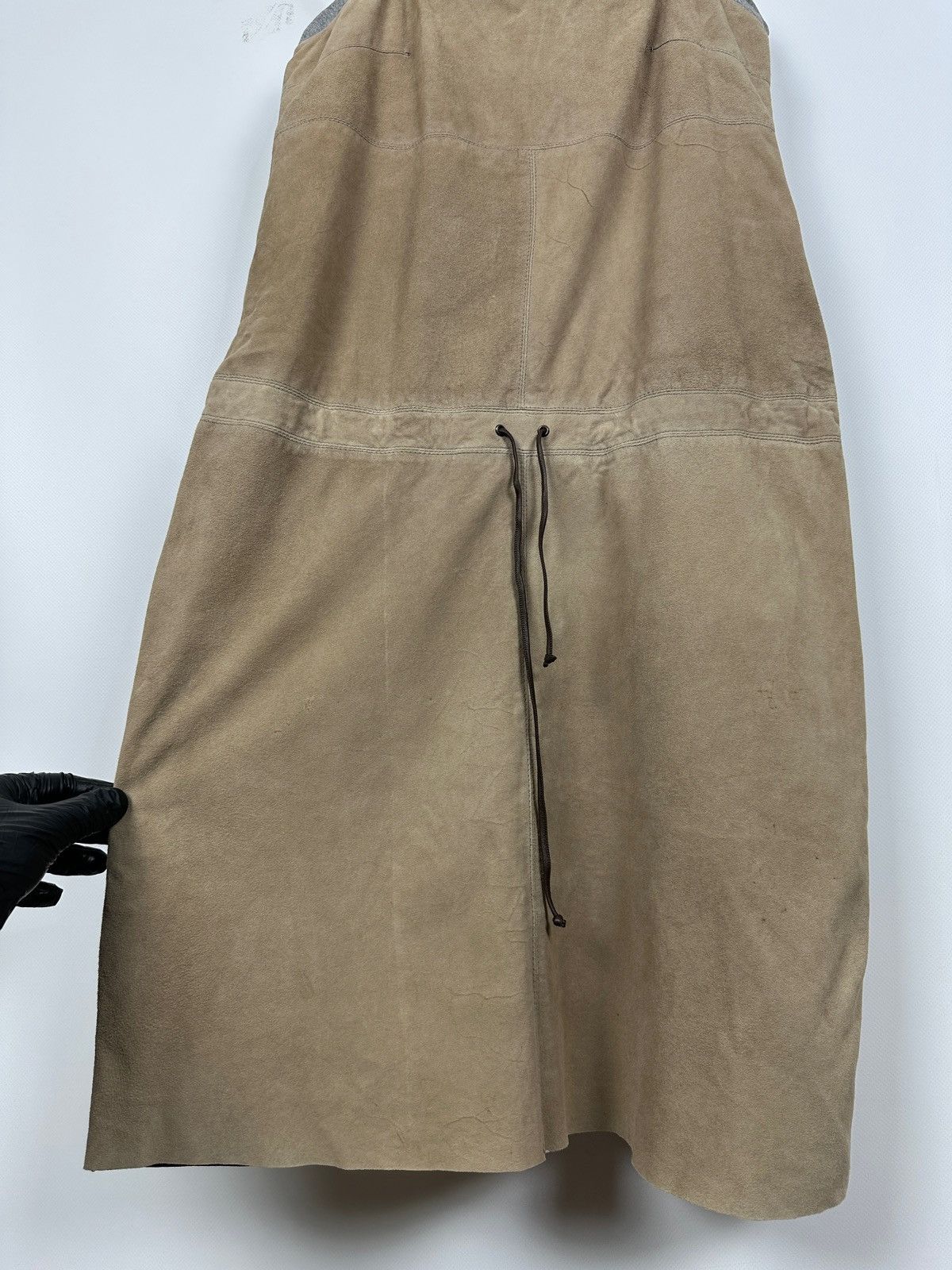 Brunello Cucinelli Vintage Brunello Cucinelli Suede Leather Strappy Midi Dress Size M / US 6-8 / IT 42-44 - 7 Thumbnail