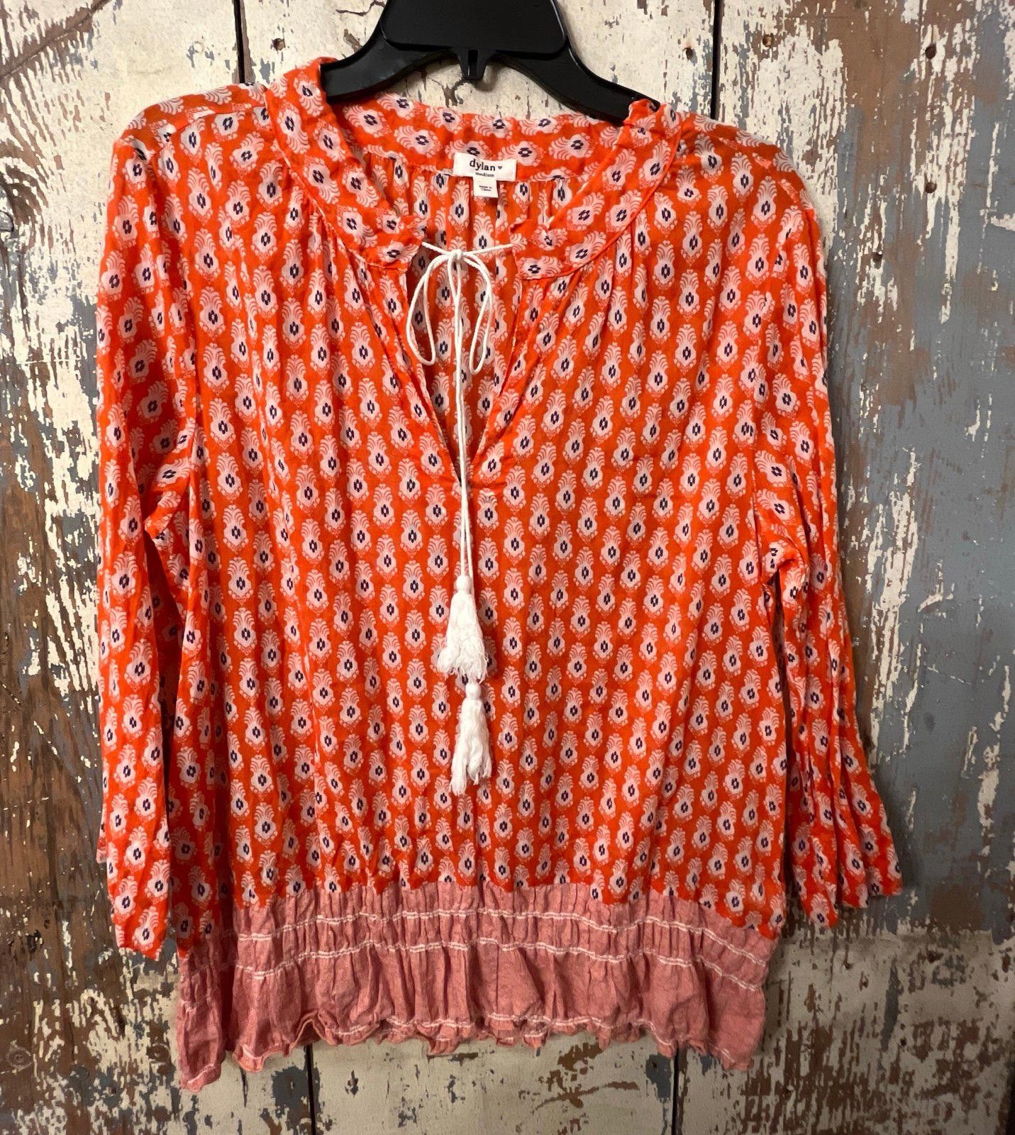 dylan Orange Boho Blouse Women's Medium Size M / US 6-8 / IT 42-44 - 1 Thumbnail