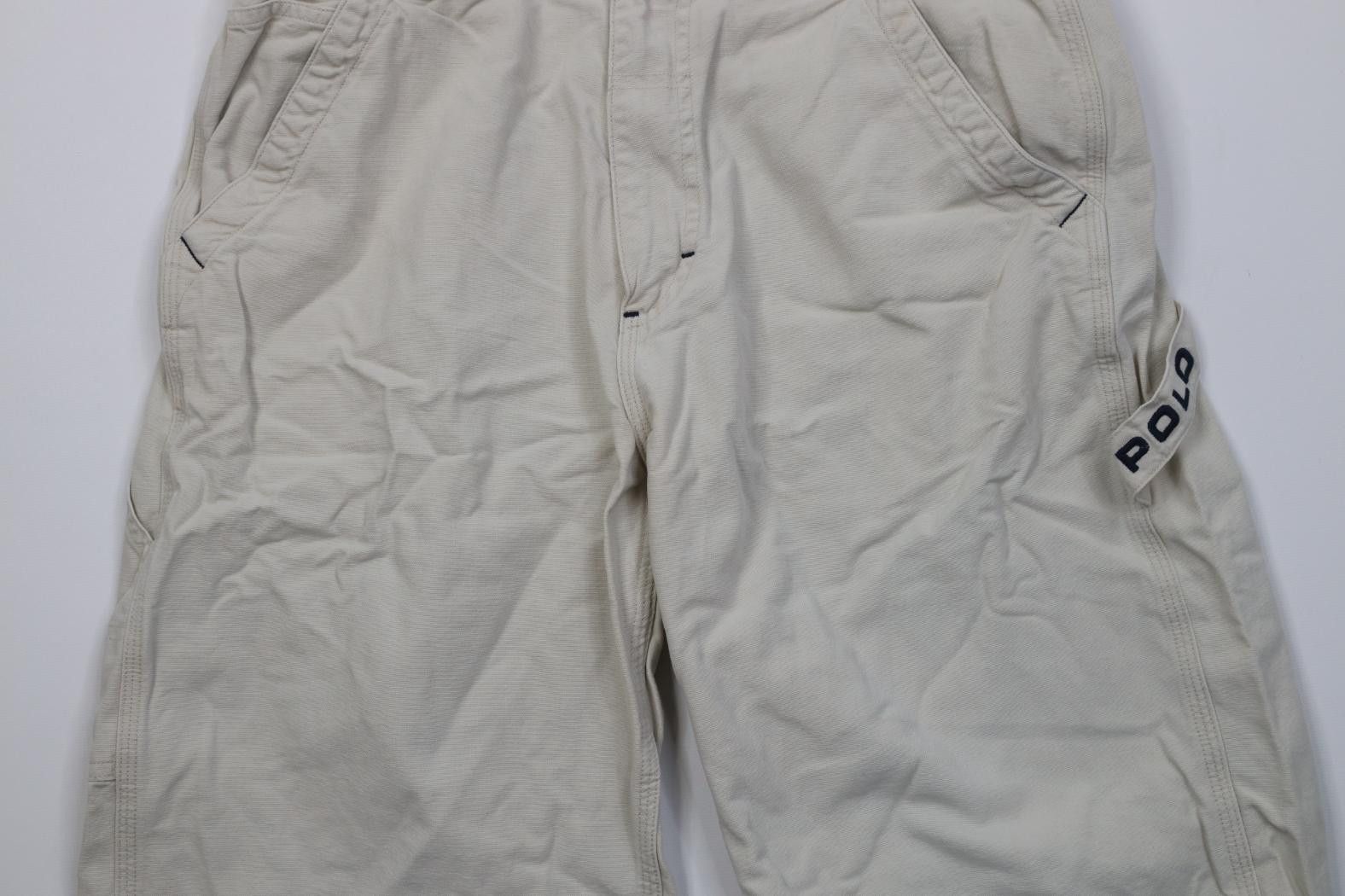 Polo Ralph Lauren Vintage 90s Y2K Ralph Lauren Canvas Dungaree Shorts Stone Size US 30 / EU 46 - 3 Thumbnail