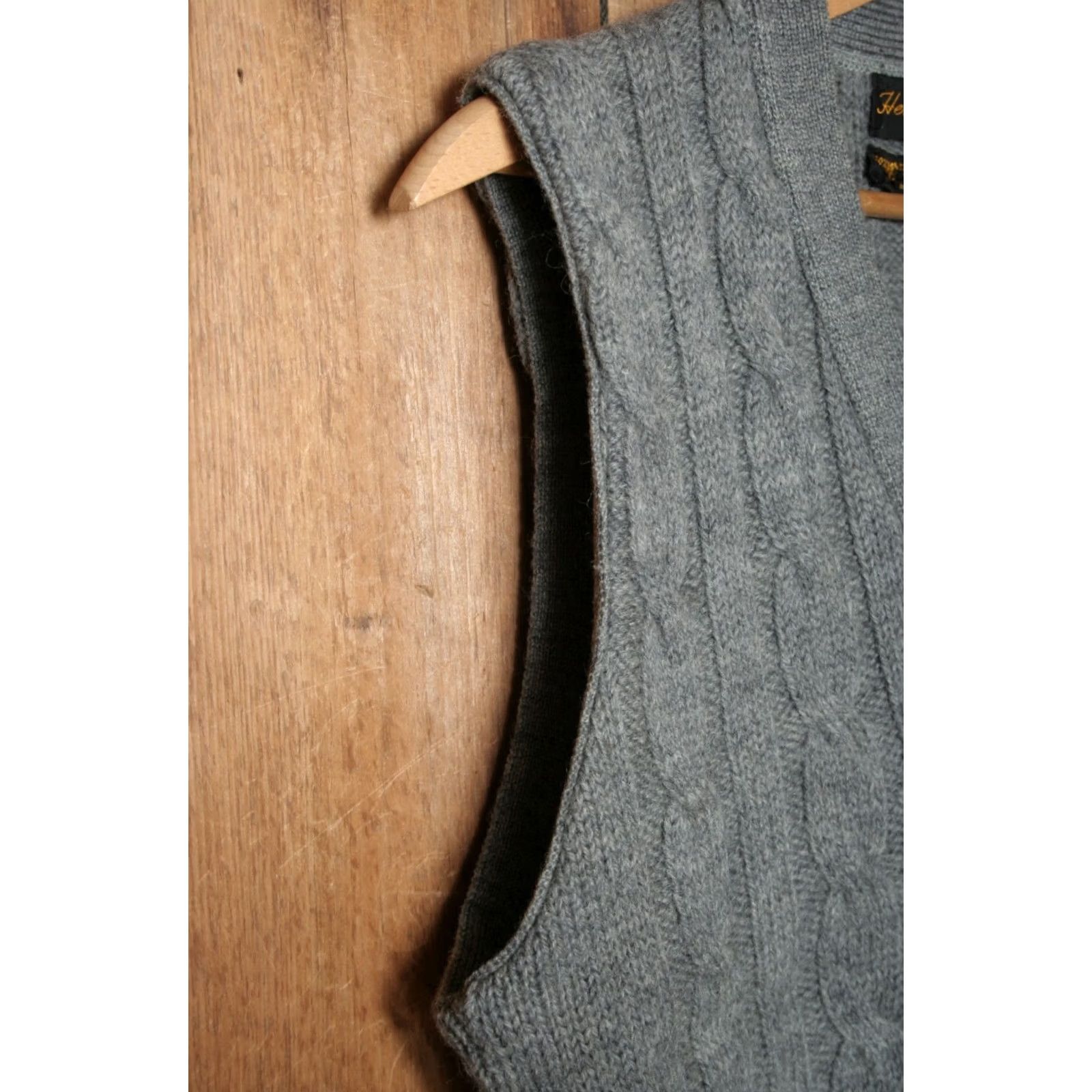 Vintage VINTAGE Henley House Gray Wool Cable-Knit Sweater Vest Mens L Size US L / EU 52-54 / 3 - 2 Thumbnail
