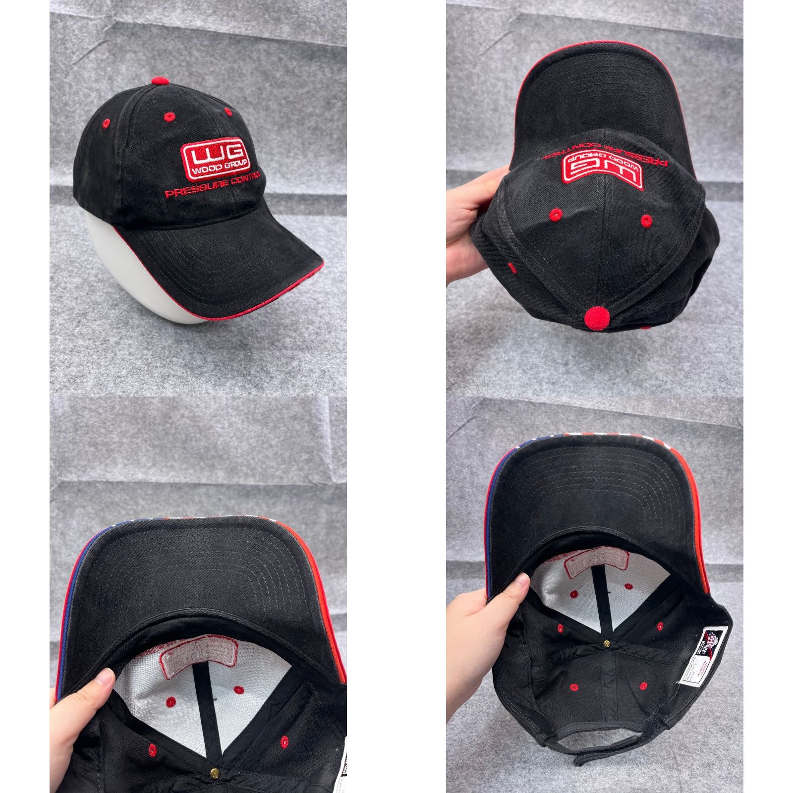 Vintage OTTO Wood Group Pressure Control Hat Cap Baseball Cap Adult One Size Black Cotton Twill Adjustable Workwear Men Mens Hats Size ONE SIZE - 8 Thumbnail