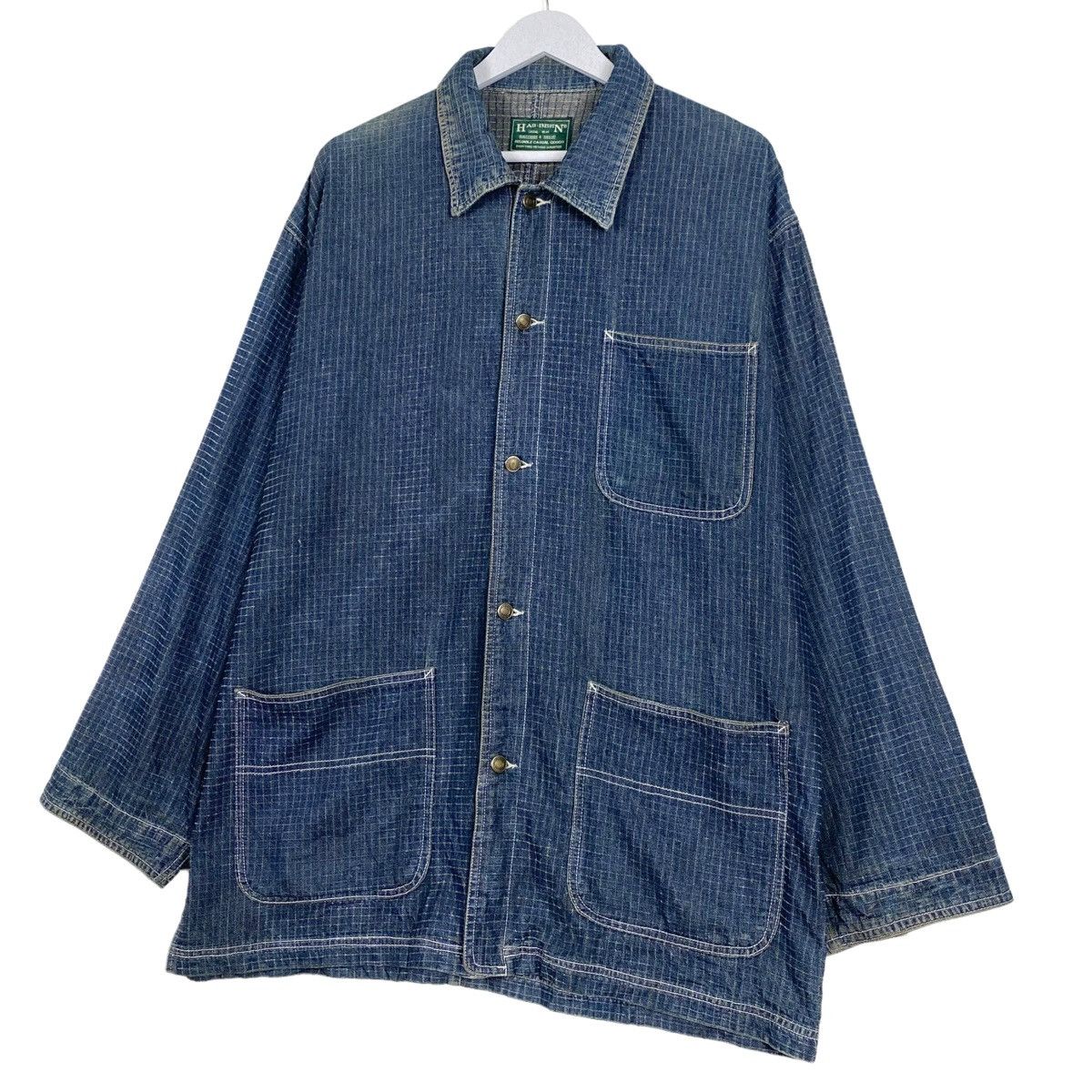 45rpm × Indigo × Japanese Brand 💥HASBEEN INDIGO CHORE WORKER DENIM JEAN JACKET Size US XL / EU 56 / 4 - 2 Thumbnail