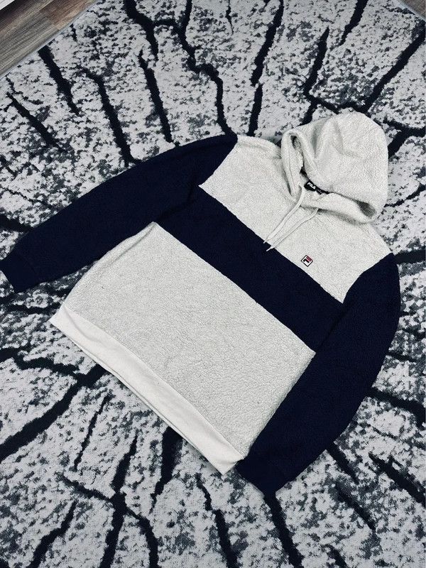 Fila Fila fleece sweatshirt jacket white navy blue logo L lamb Size US L / EU 52-54 / 3 - 2 Thumbnail