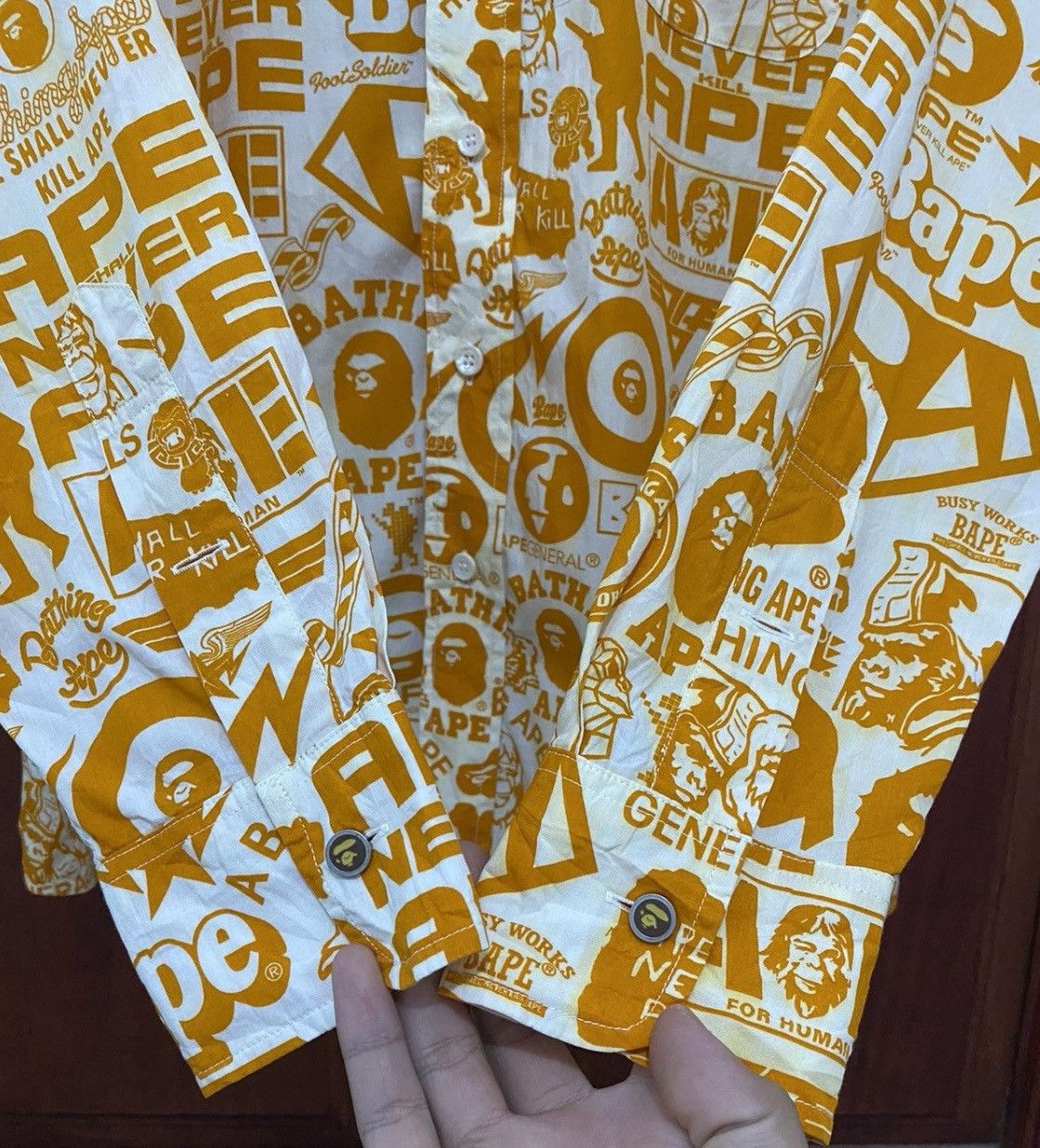 Bape Bape All Logo Button Up Shirt Size US S / EU 44-46 / 1 - 6 Thumbnail