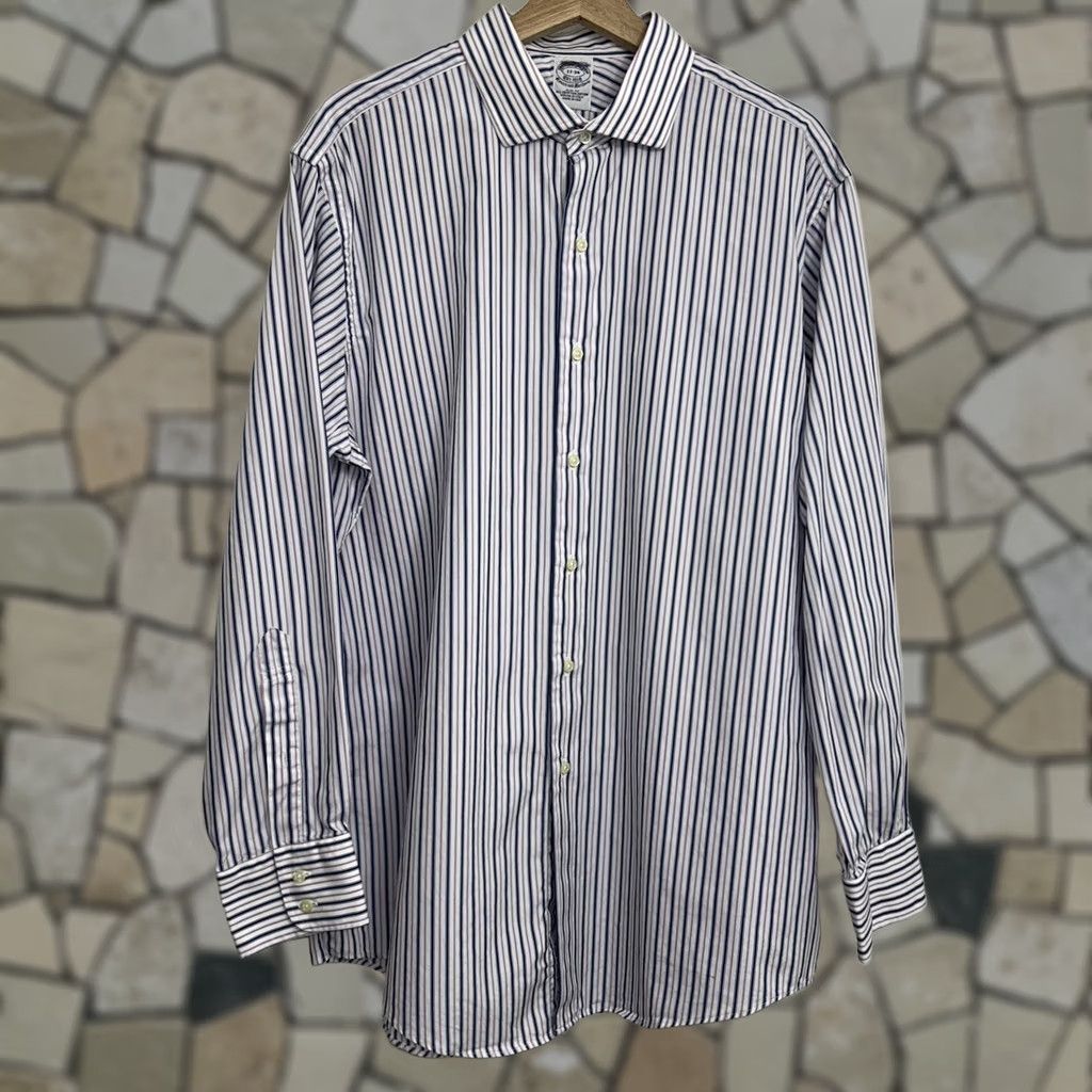 Brooks Brothers VINTAGE Brooks Brothers Makers Striped Button Up Shirt XL USA Made Sz 17-34 Mens Size US XL / EU 56 / 4 - 1 Thumbnail