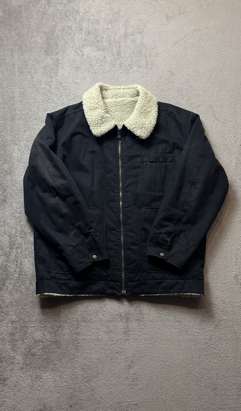 Japanese Brand Vintage Faux Sheepskin Faded Work Jacket carhartt stussy Size US M / EU 48-50 / 2 - 2 Thumbnail