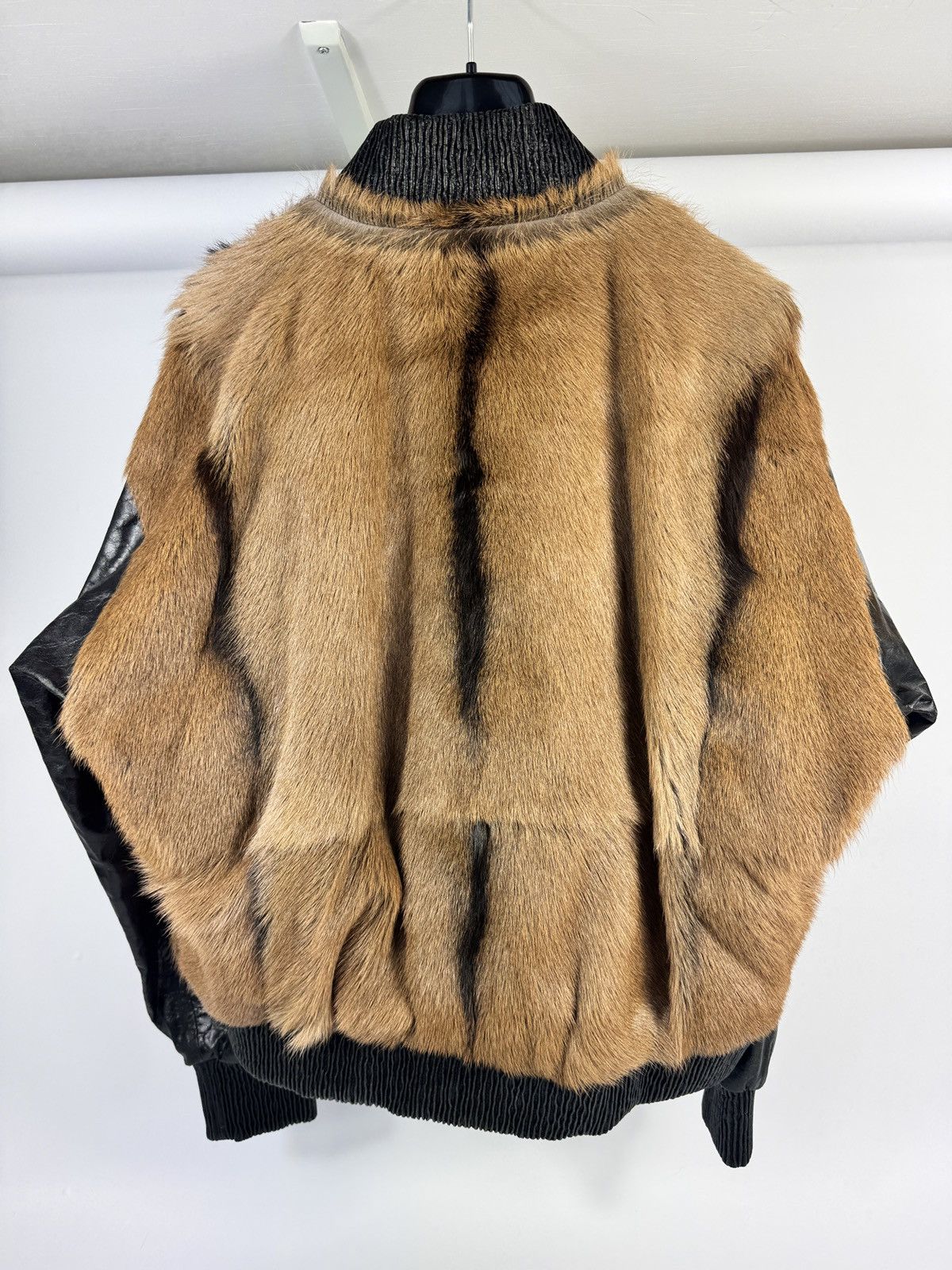 424 City Striped Goat Hair and Leather Bomber Jacket Size US XL / EU 56 / 4 - 3 Thumbnail