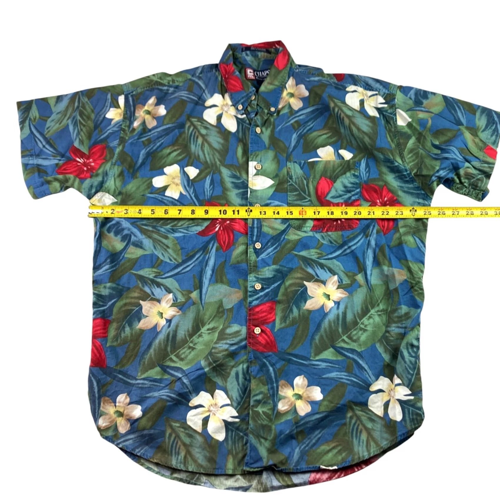 Chaps VINTAGE Ralph Lauren Chaps Men’s Hawaiian Button-Up Shirt Green Floral Large Short Sleeve Collared Button-Down Size US L / EU 52-54 / 3 - 5 Thumbnail