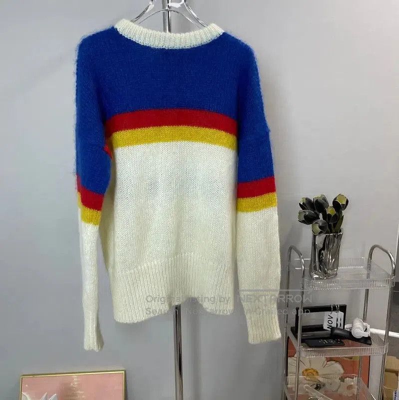 Burberry Burberry Women's White Knit Sweater with Colorful Stripes. Size M / US 6-8 / IT 42-44 - 2 Thumbnail