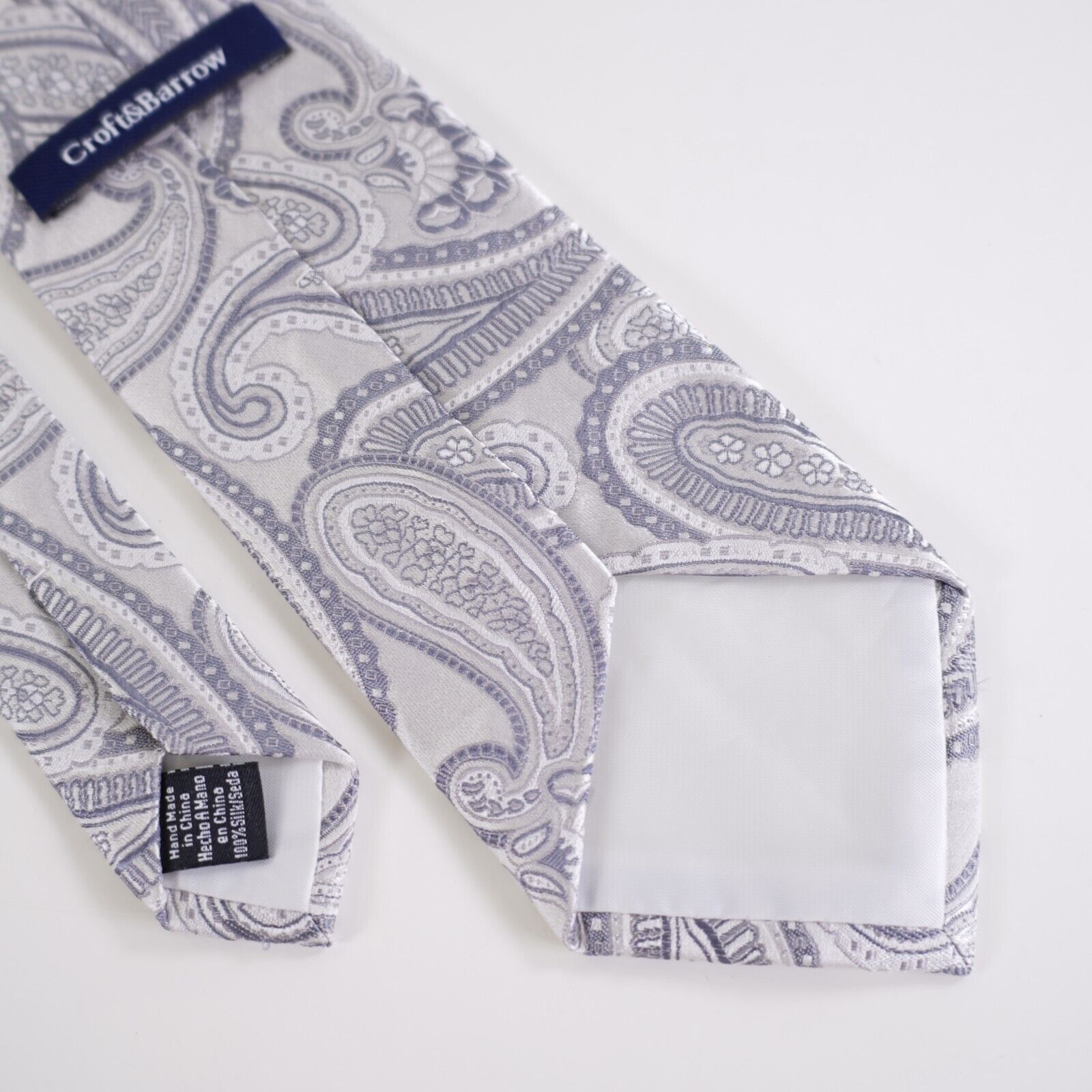 Croft & Barrow Croft & Barrow White Gray Woven Paisley Silk Tie Size ONE SIZE - 5 Thumbnail