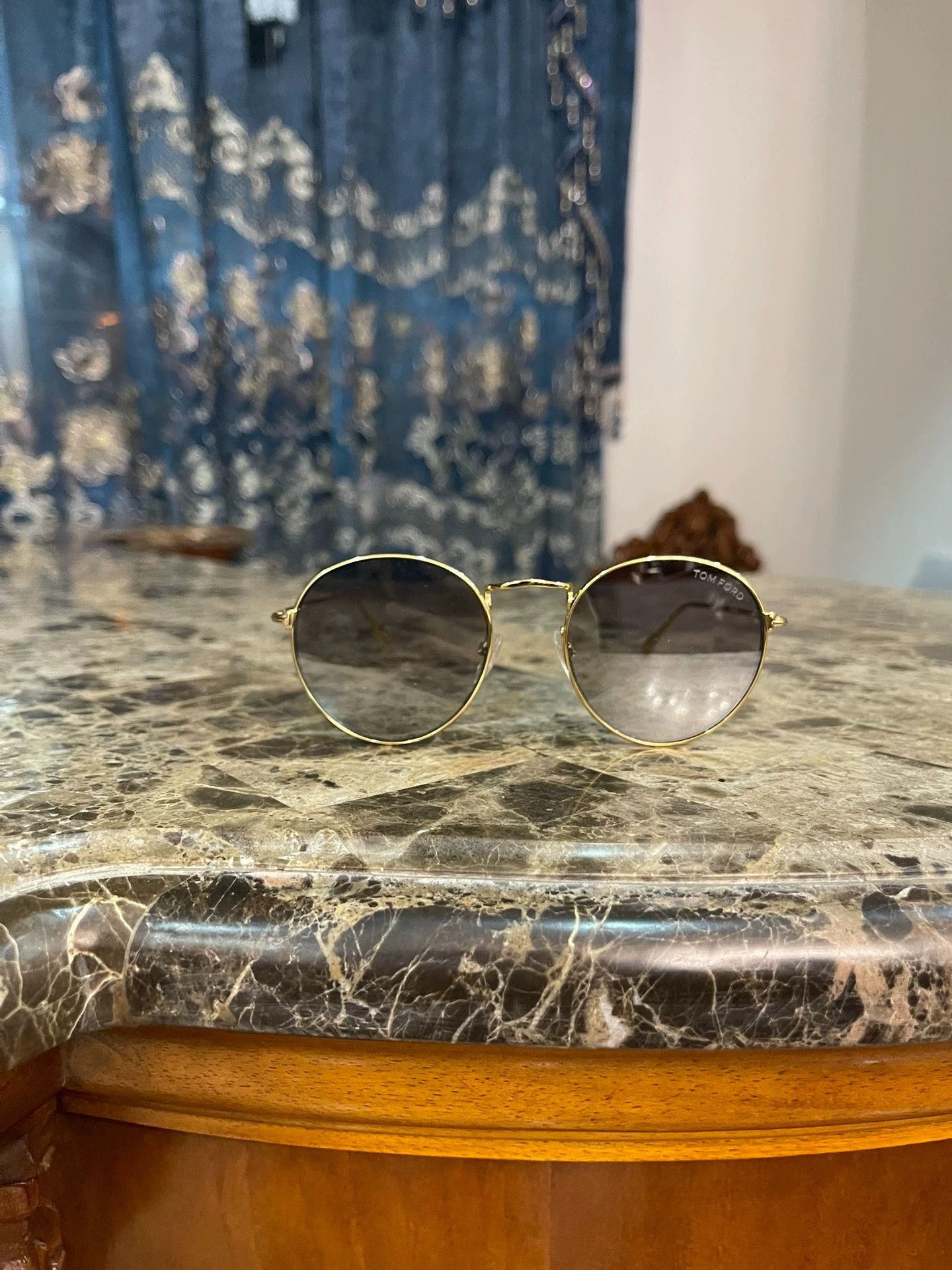 Tom Ford Tom Ford Gold Frame Titanium Gray Lens Sunglasses New Size ONE SIZE - 2 Thumbnail