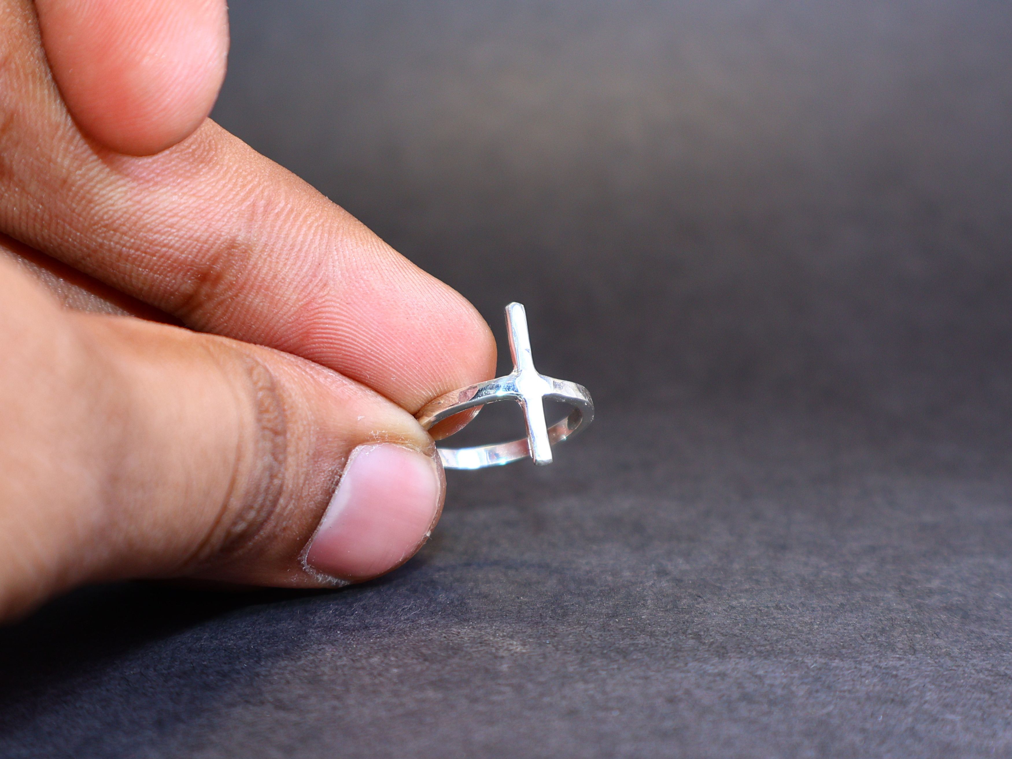 Handmade Cross Ring, 925 Sterling Silver Ring, Handmade Women Ring, Size ONE SIZE - 7 Thumbnail